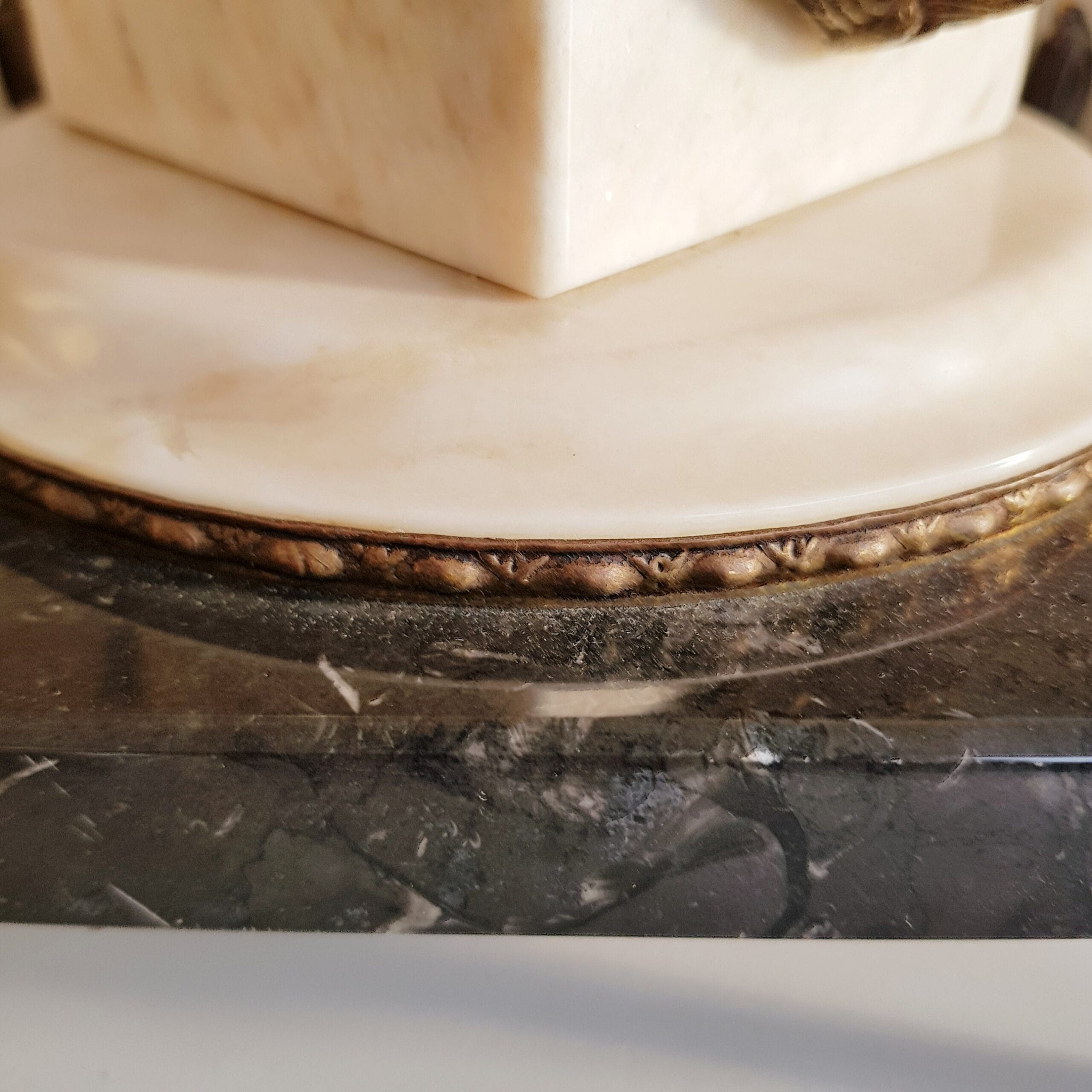 Bronze and Marble Cherub Table Lamp, French Empire Style Column Light, 19th Century Home Lighting, Ornate Bedside Accent