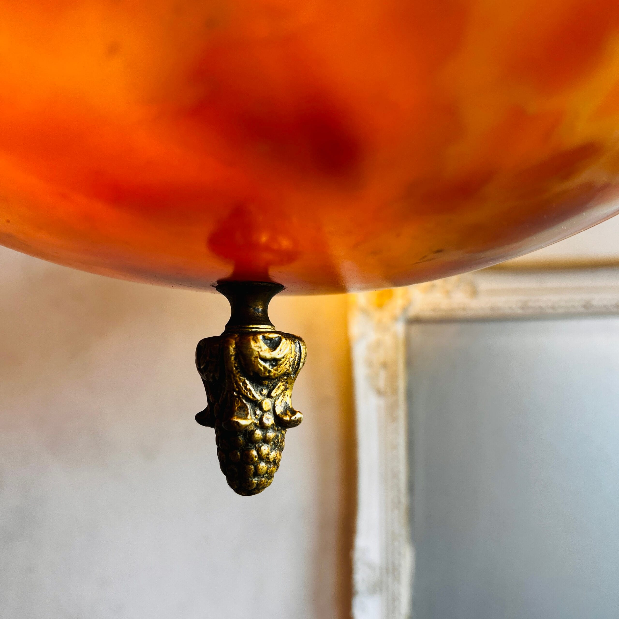 French Bronze Chandelier with Marble Disc and Vianne Shades | Rococo Louis XV Lighting | Ornate Vintage Ceiling Fixture