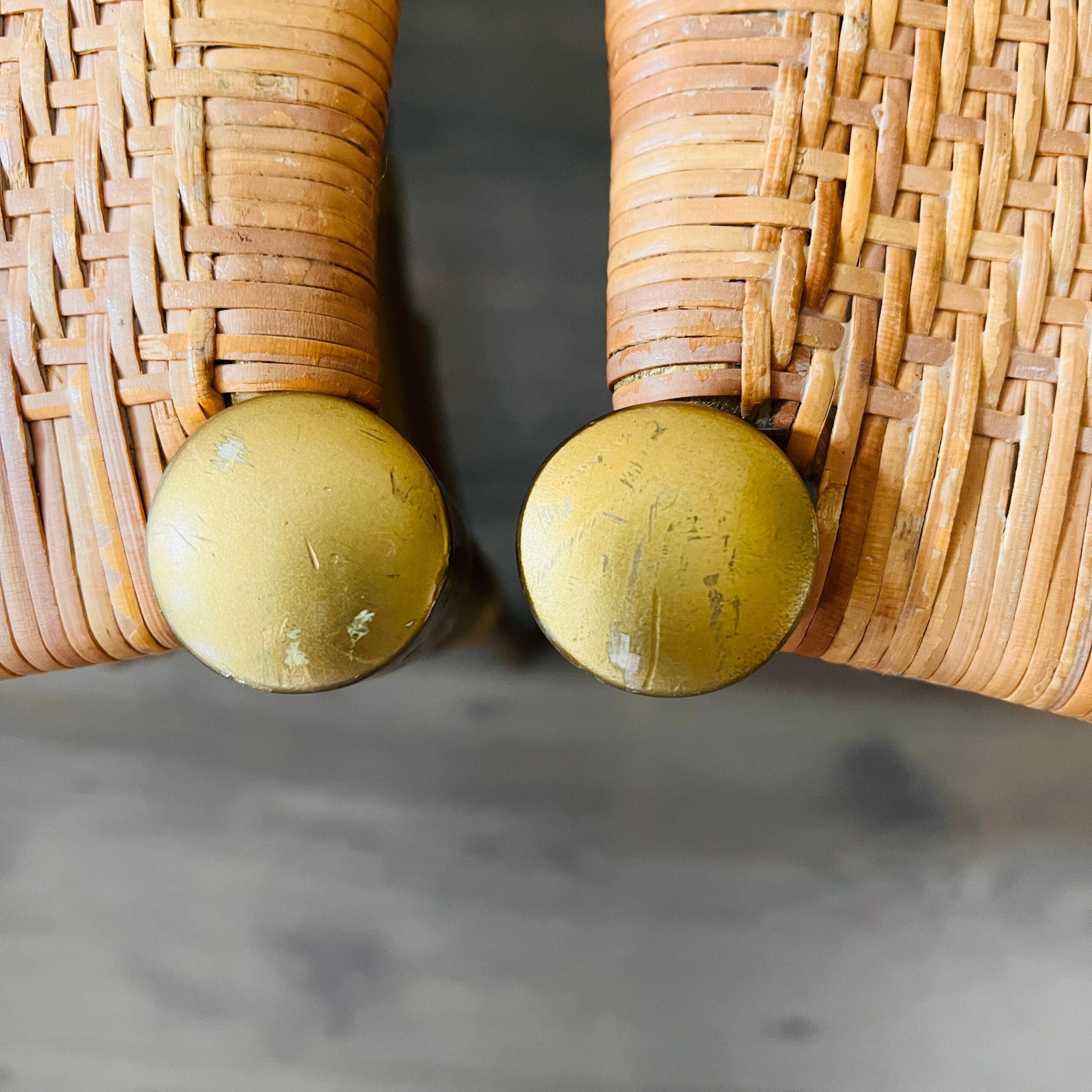 Pair of Gold Wood Chiavari-Style Chairs, Mid-Century Italian Event Seating, 1960s Dining Room Accent Set with Patina Charm
