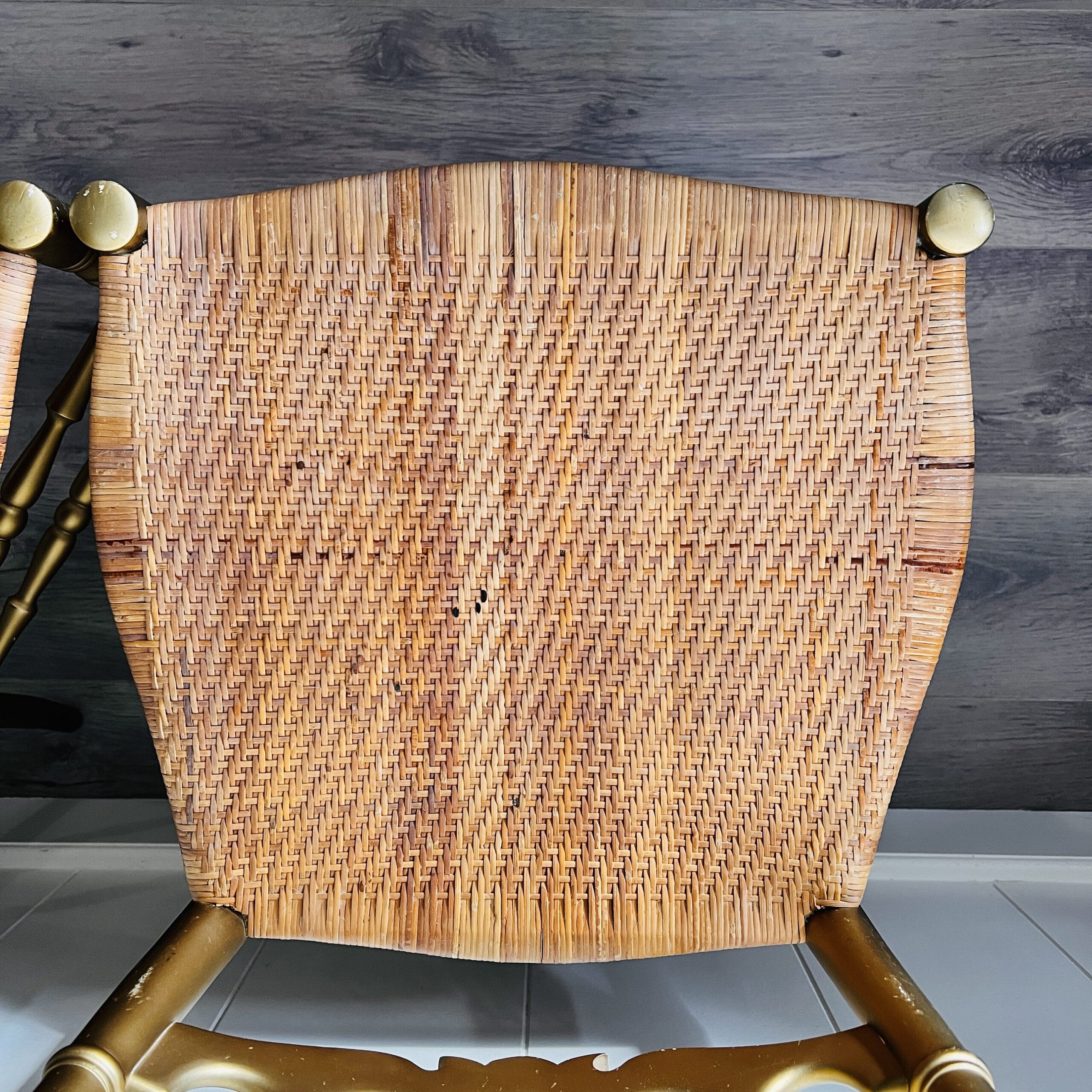 Pair of Gold Wood Chiavari-Style Chairs, Mid-Century Italian Event Seating, 1960s Dining Room Accent Set with Patina Charm
