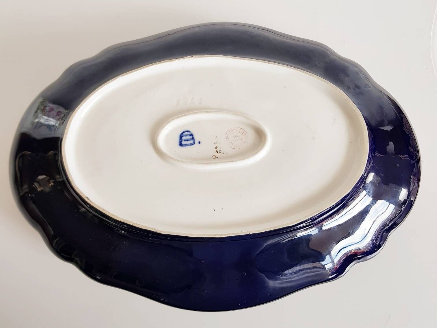 Cobalt Blue Porcelain Oval Tray with Handles, Royal Vienna Alexandra Works, Gilded Gold Trim, Austria, NR 5731, Kitchen Accent