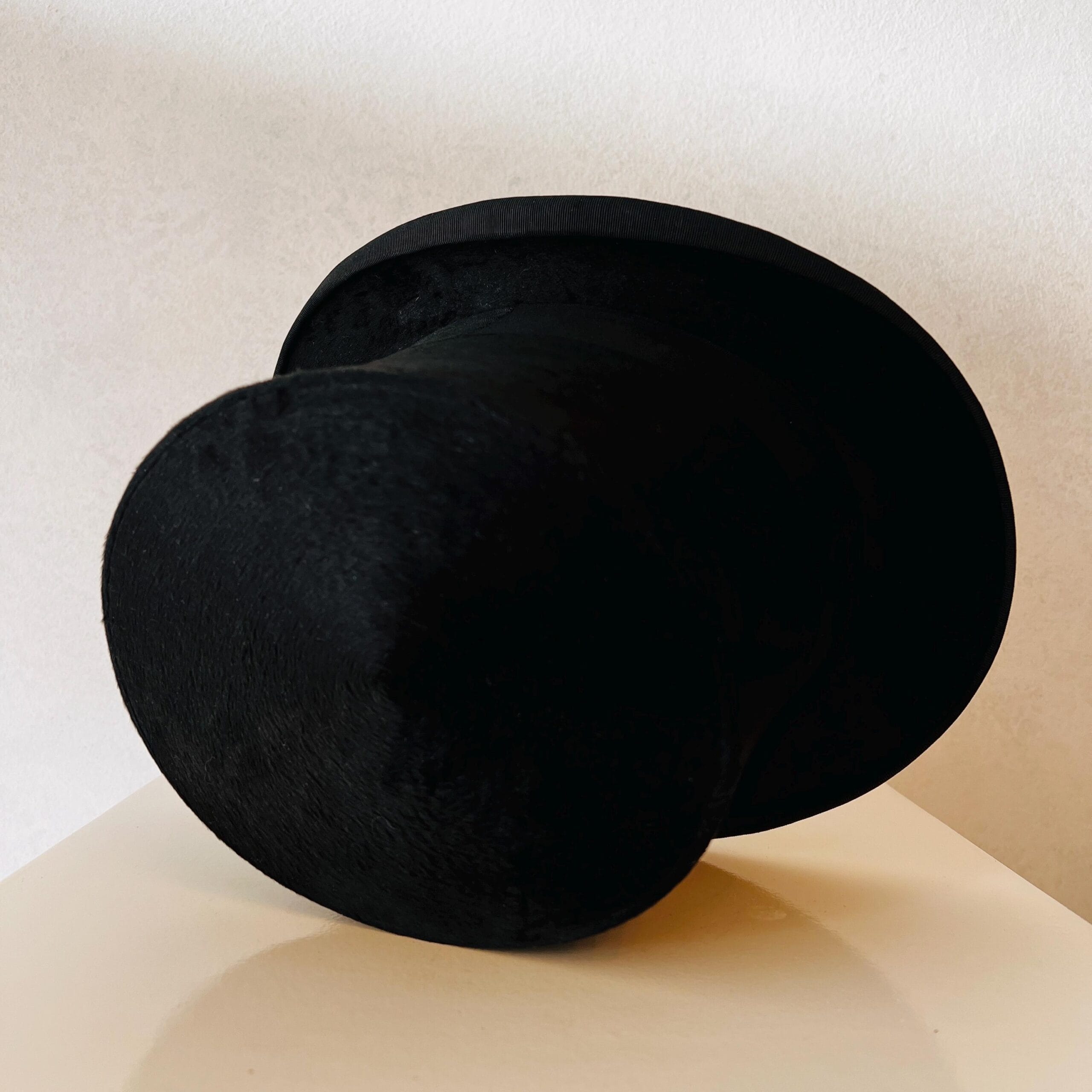 Ladies Silk Victorian Black Top Hat for Opera or Theater, 54 Size Elegant Costume Accessory with Classic Vintage Charm
