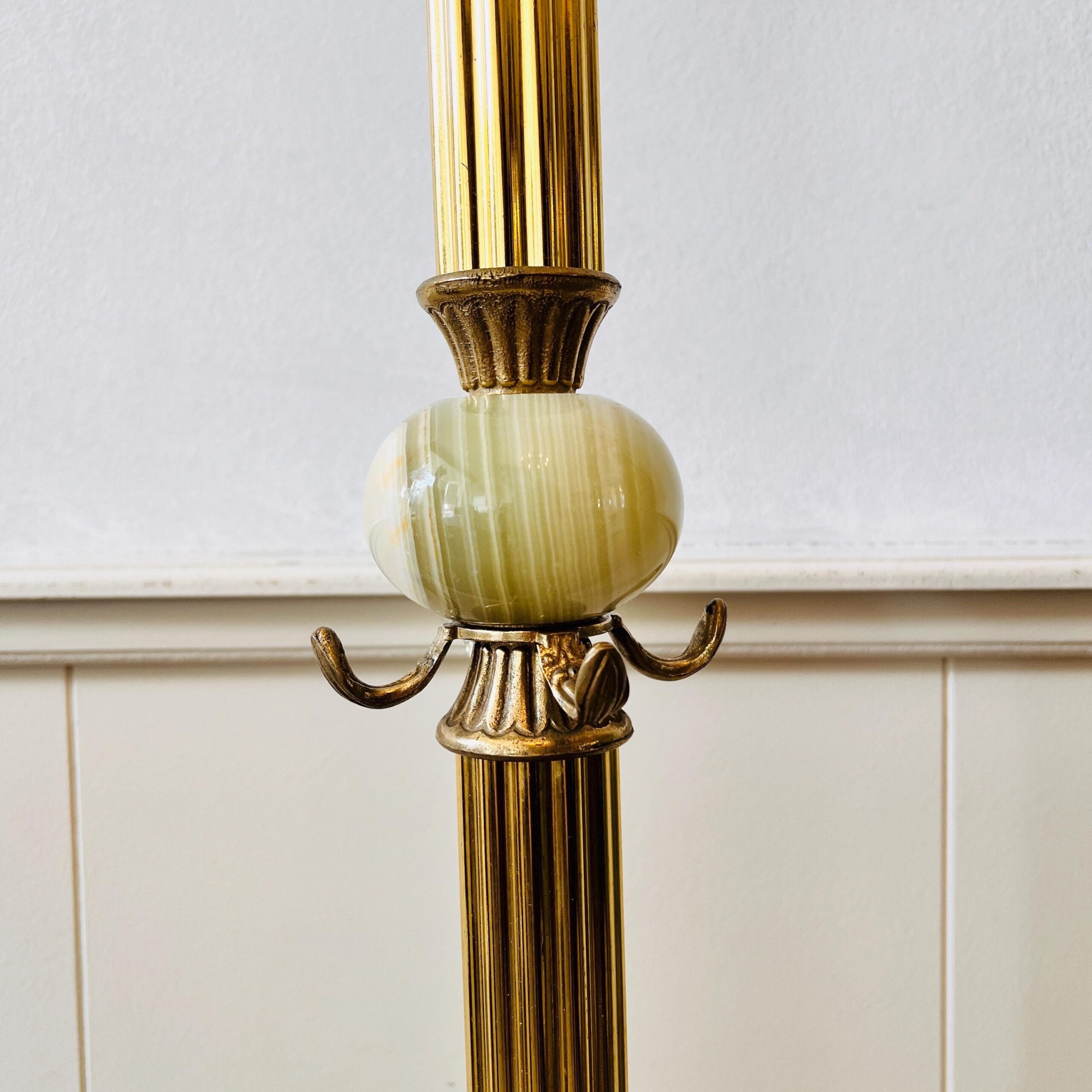 Brass and Marble Coat Rack with 4 Hooks, 60s Italian Hallway Stand, Hollywood Regency Entryway Accent Furniture