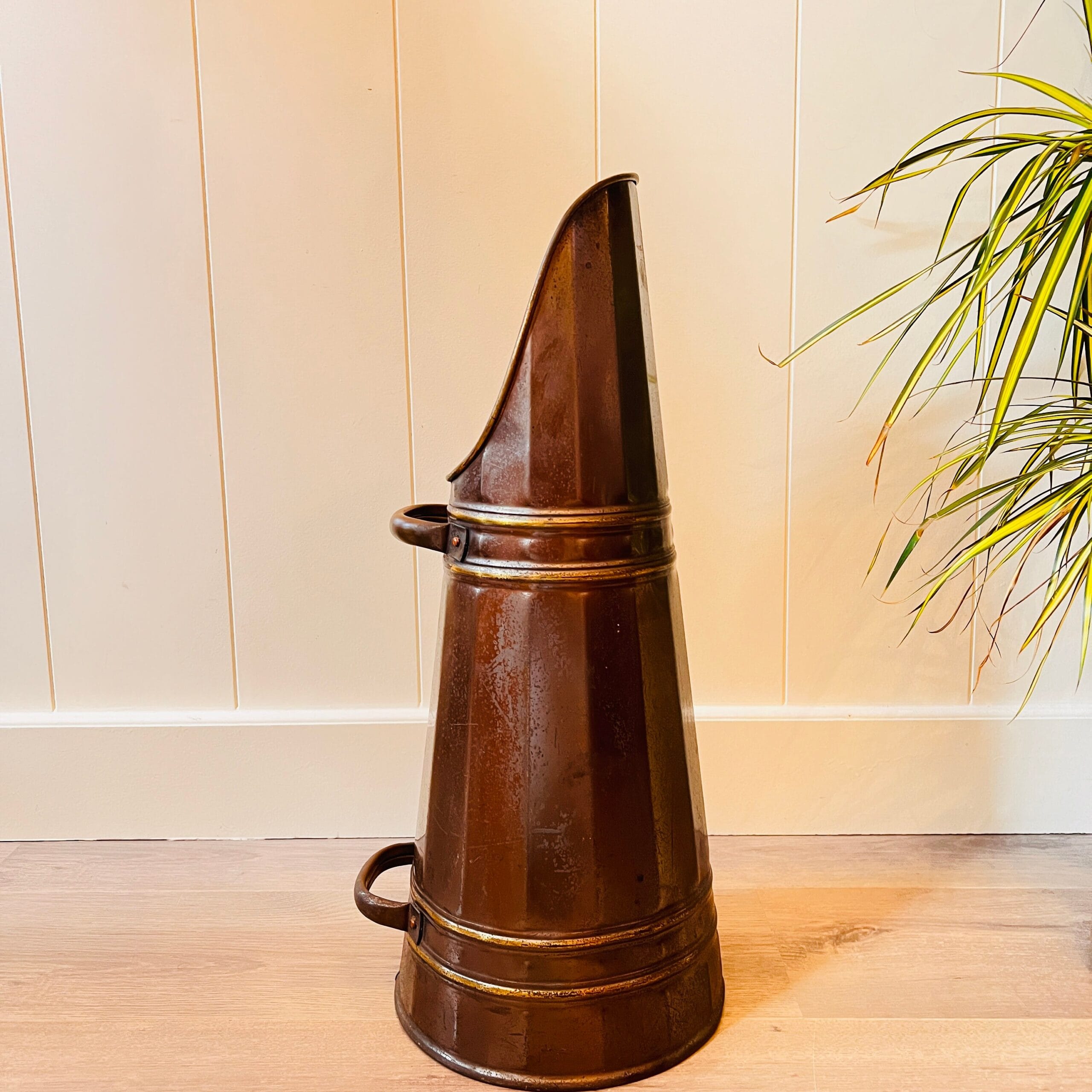 Copper Umbrella Stand with Handles - Vintage Cane Holder for Entryway or Mudroom, Decorative Hallway Storage Accent