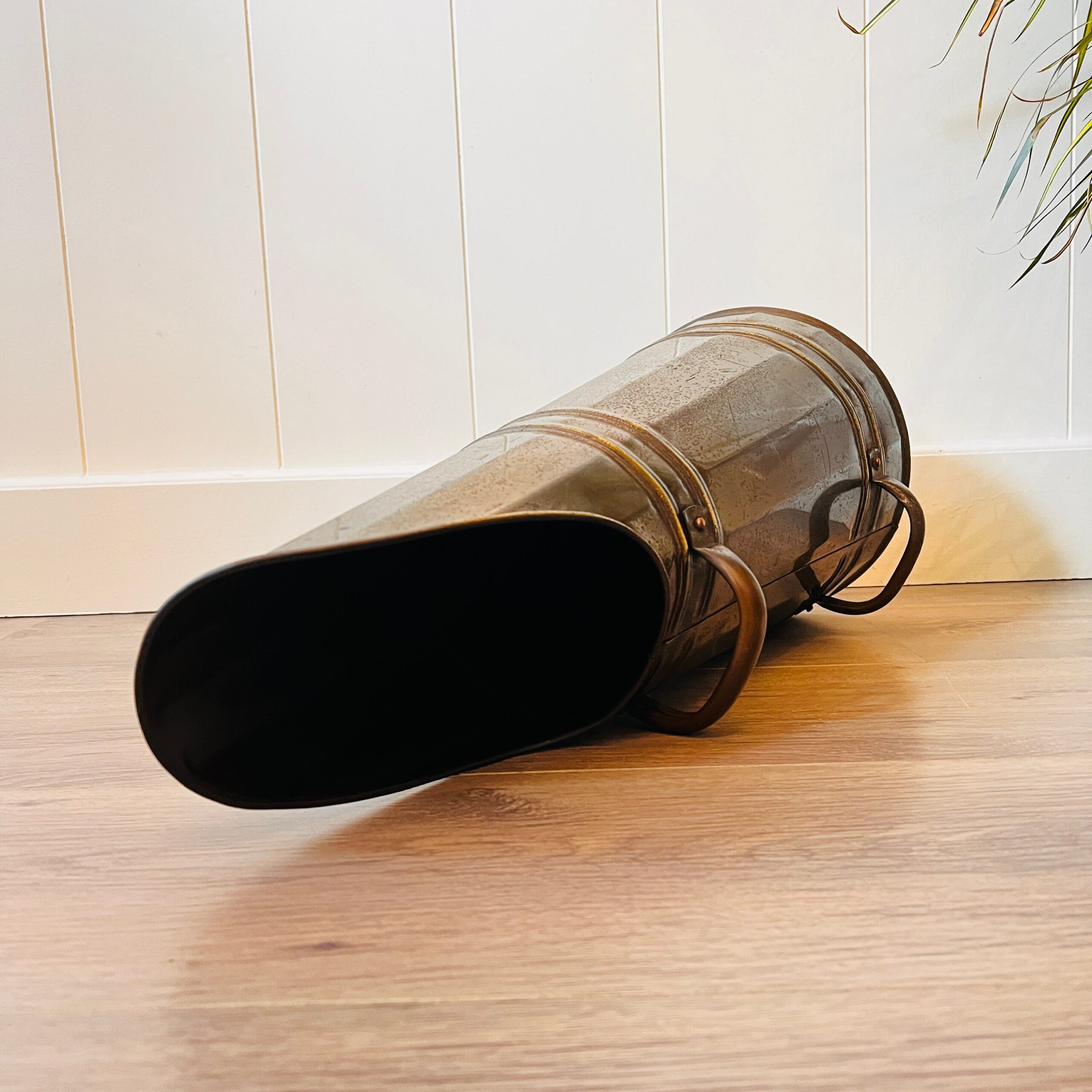 Copper Umbrella Stand with Handles - Vintage Cane Holder for Entryway or Mudroom, Decorative Hallway Storage Accent