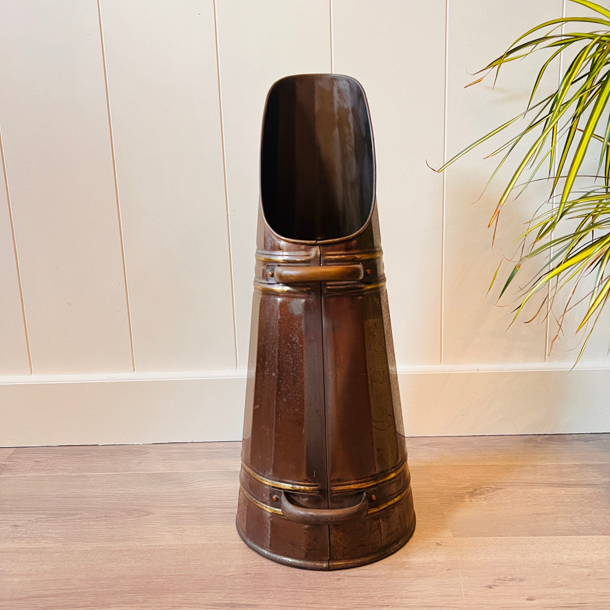 Copper Umbrella Stand with Handles - Vintage Cane Holder for Entryway or Mudroom, Decorative Hallway Storage Accent