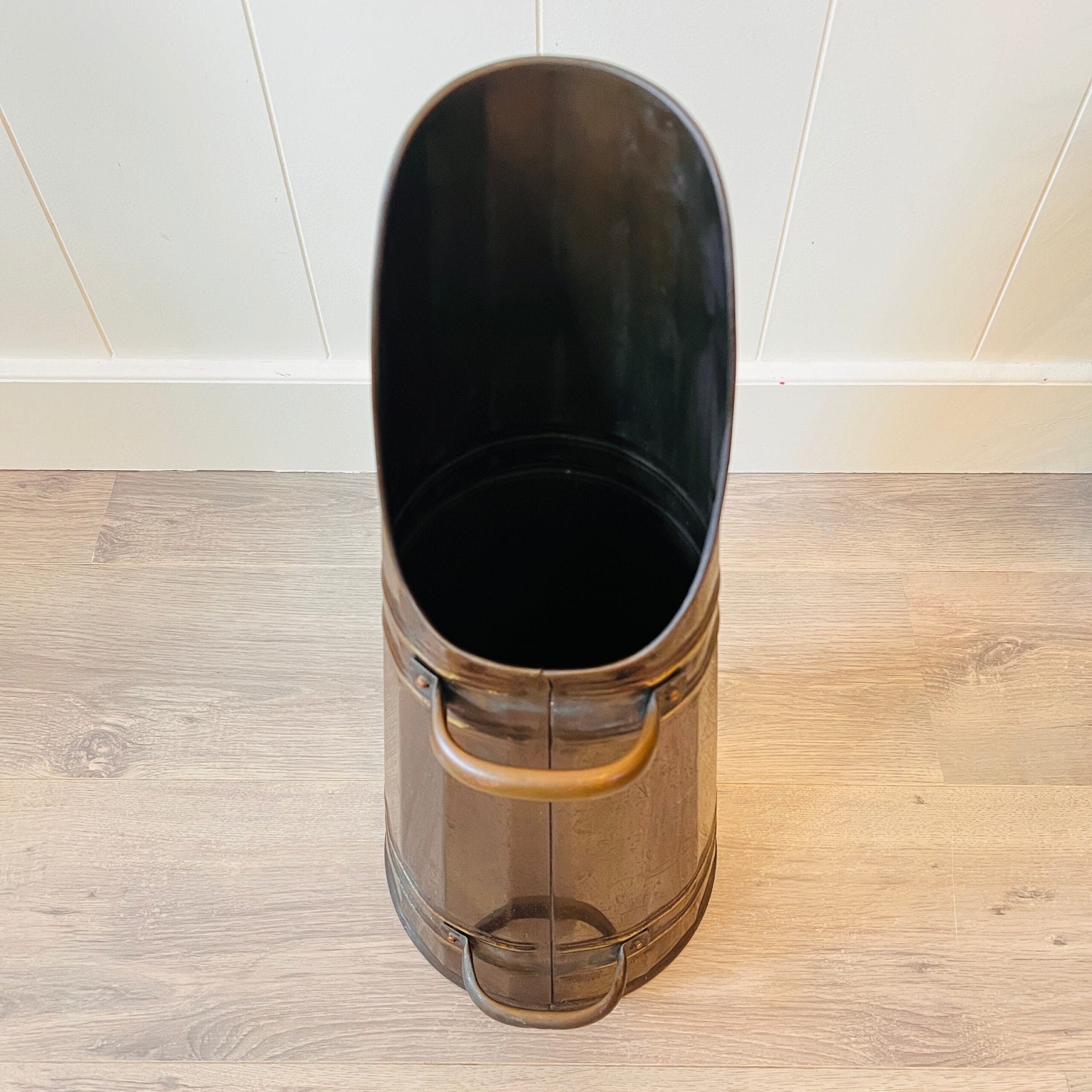Copper Umbrella Stand with Handles - Vintage Cane Holder for Entryway or Mudroom, Decorative Hallway Storage Accent