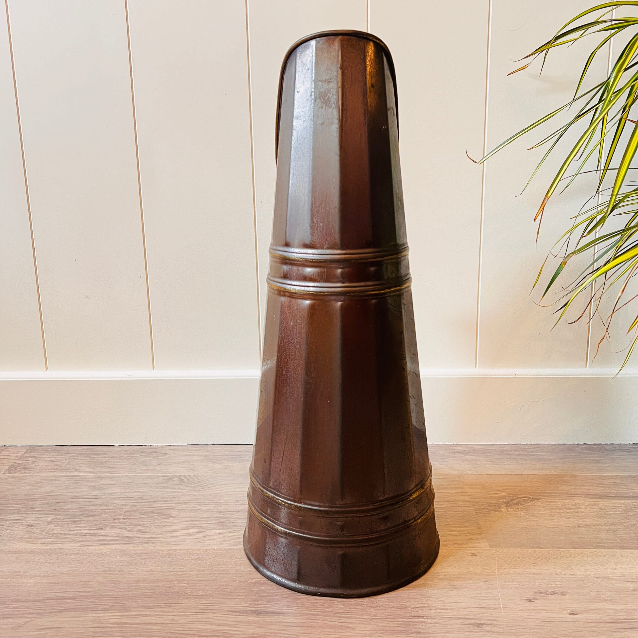 Copper Umbrella Stand with Handles - Vintage Cane Holder for Entryway or Mudroom, Decorative Hallway Storage Accent