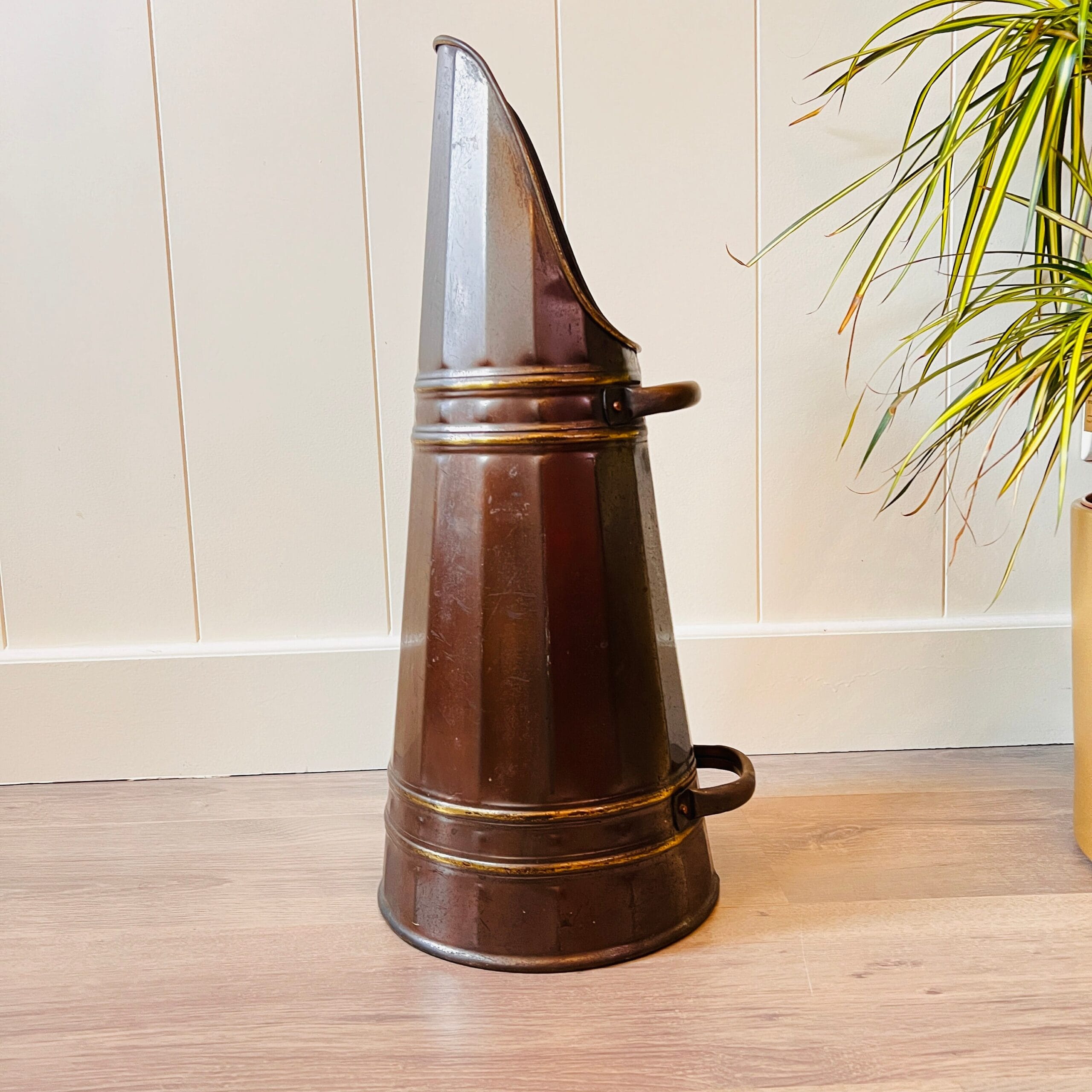 Copper Umbrella Stand with Handles - Vintage Cane Holder for Entryway or Mudroom, Decorative Hallway Storage Accent