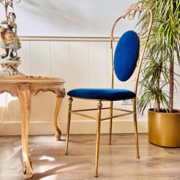 duplicate - Italian Brass Accent Chair – Sculptural Vintage Armchair with Hollywood Regency Flair