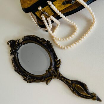duplicate - Brass Vanity Hand Mirror – Beveled Glass, Ornate Frame