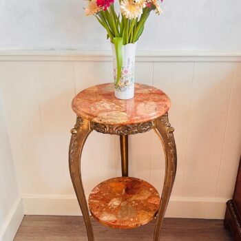 duplicate - Rosso Verona Marble Pedestal – Hollywood Regency Tall Plant Stand or Accent Table