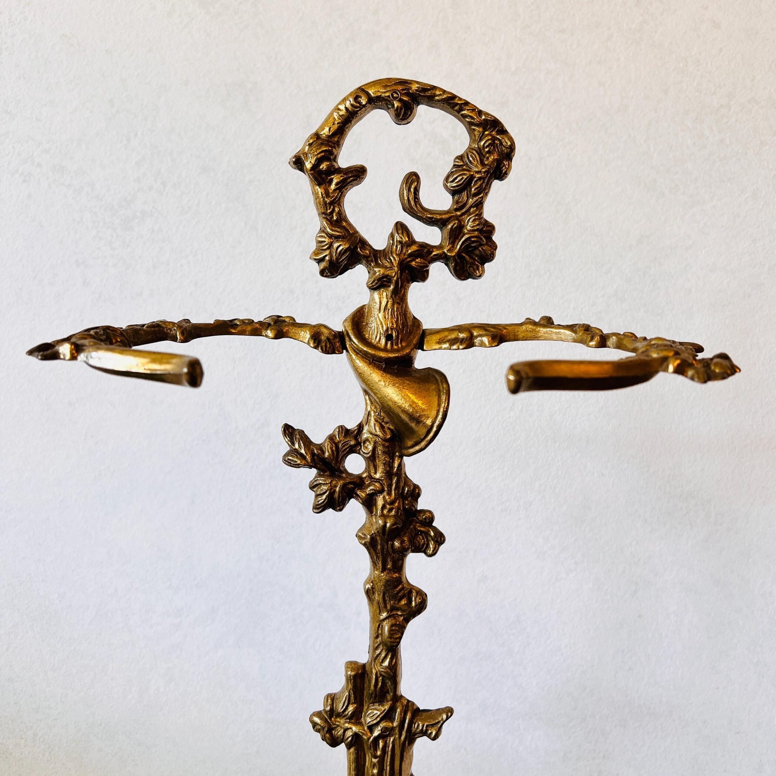 Brass Umbrella Stand – Vintage Cane or Fireplace Tool Holder, Hollywood Regency Style