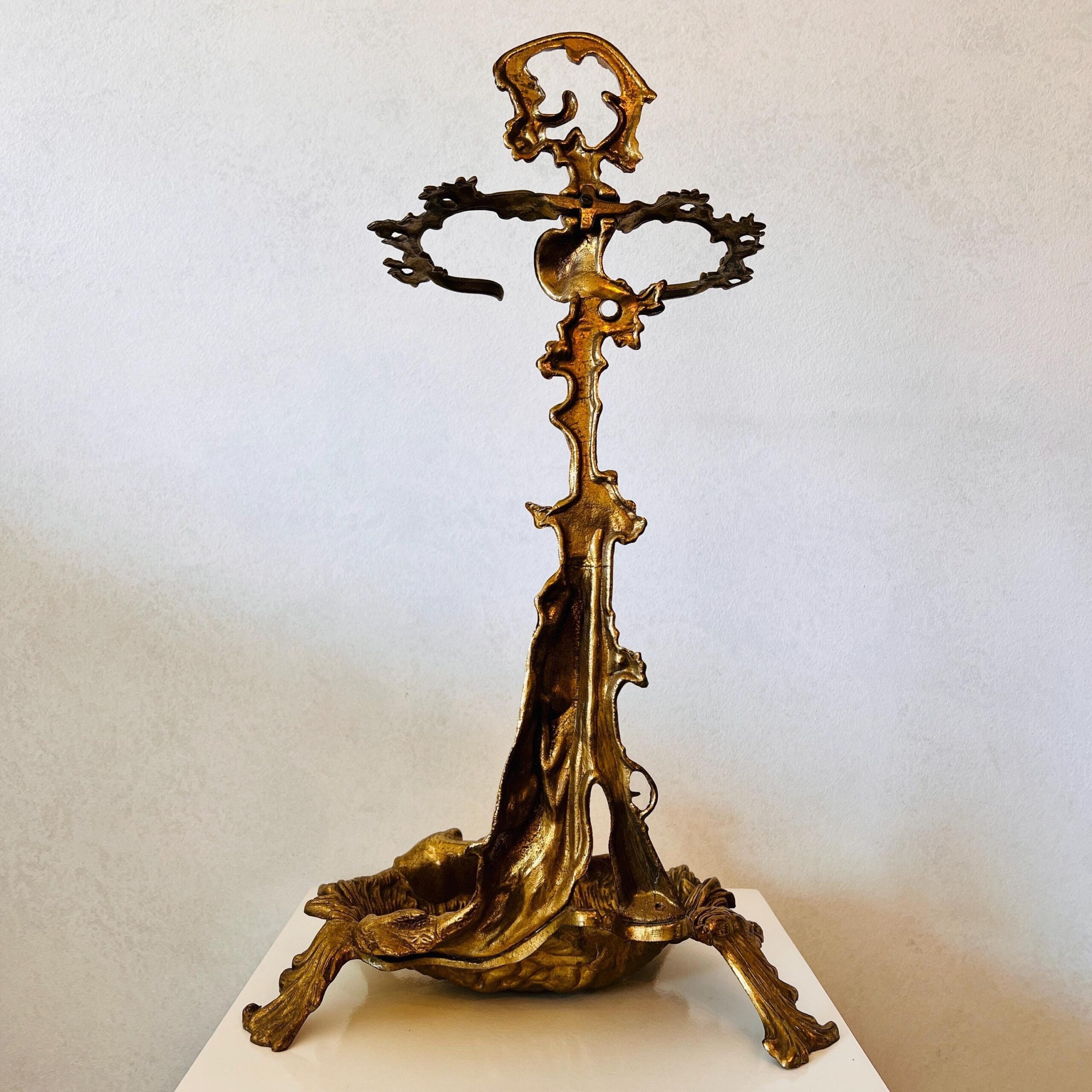 Brass Umbrella Stand – Vintage Cane or Fireplace Tool Holder, Hollywood Regency Style