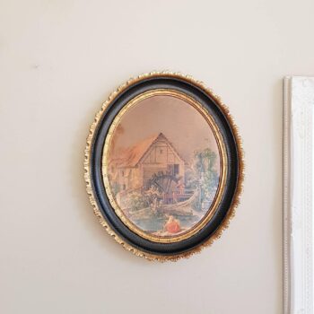 duplicate - Brass Italian Landscape Art – Romantic Wall Scene, Framed Vintage Decor