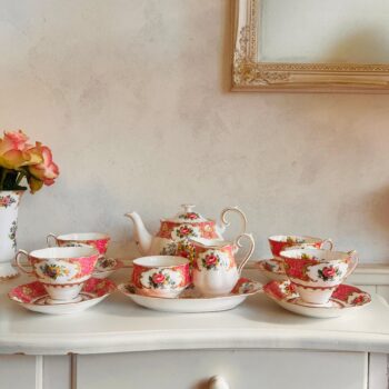 duplicate - Royal Albert Lady Carlyle Tea Set: Bone China, Pink Floral, Gold Trim