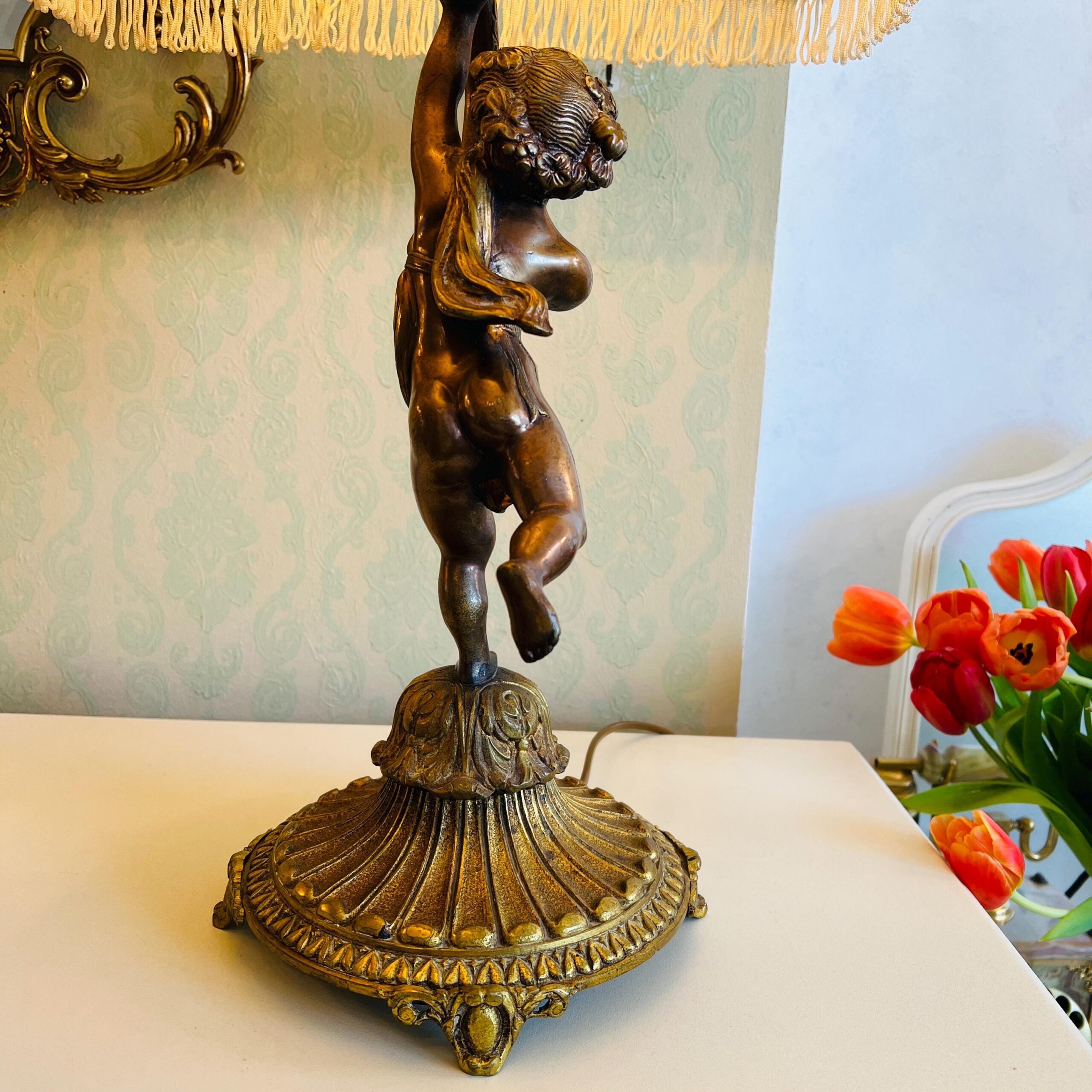 One of a kind French Lamp, Cherub Lamp , Rococo Style, Vanity Lamp, Home Decor, Interior Design