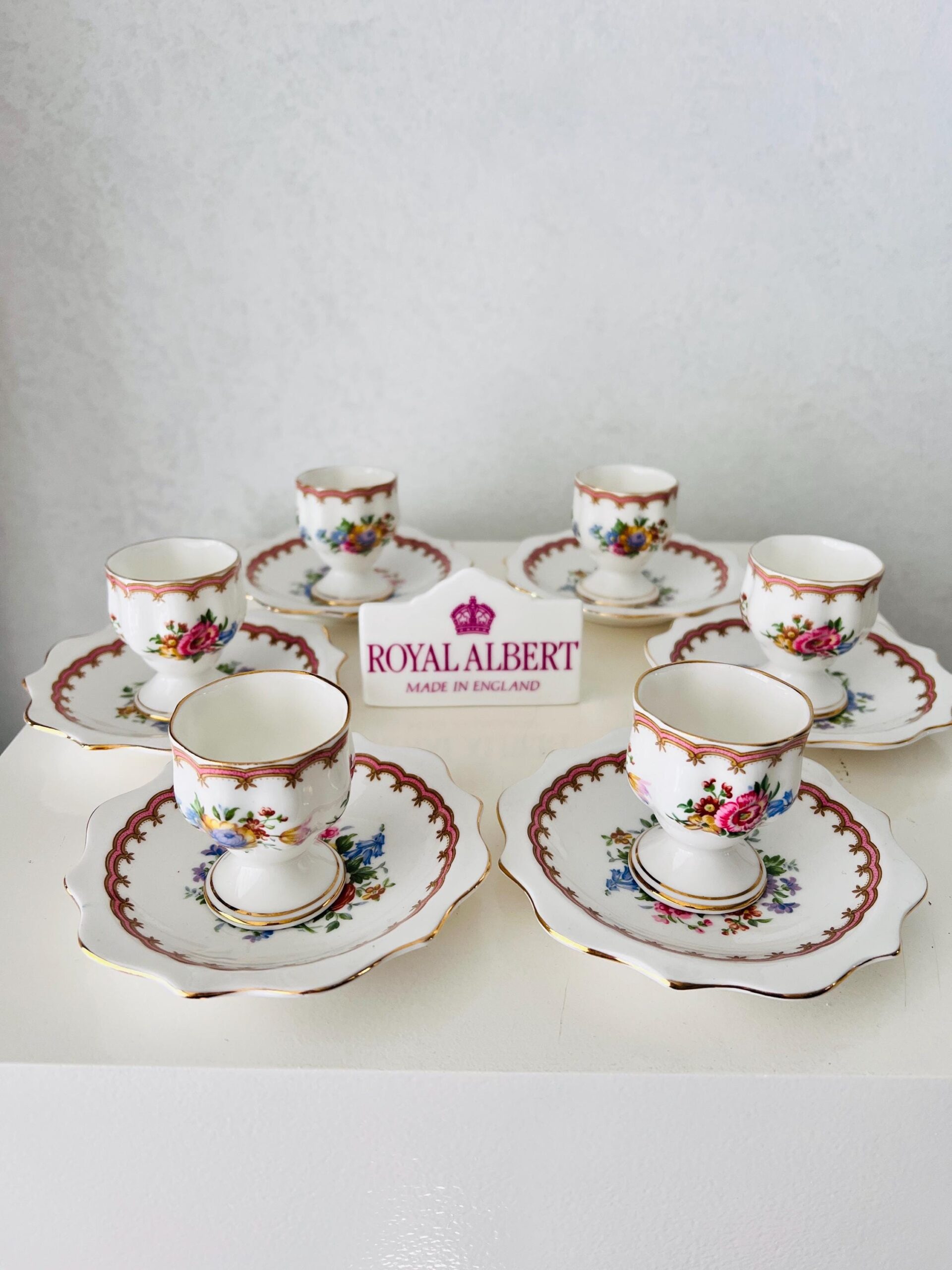 Royal Albert Lady Carlyle Egg Cup and Plates Set - Made in England