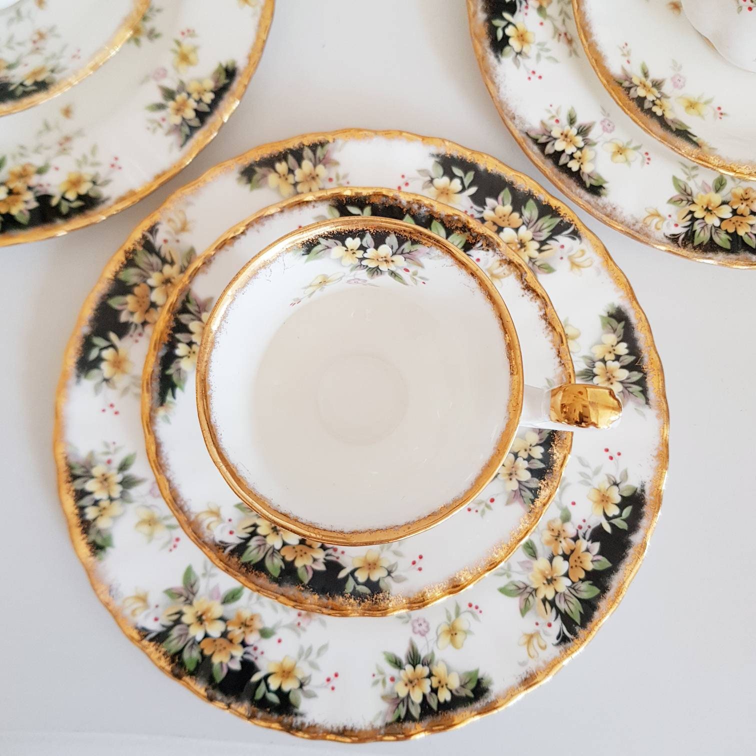 Vintage Royal Albert Royal Ascot Tea Set: Bone China Porcelain, 1982 LTD