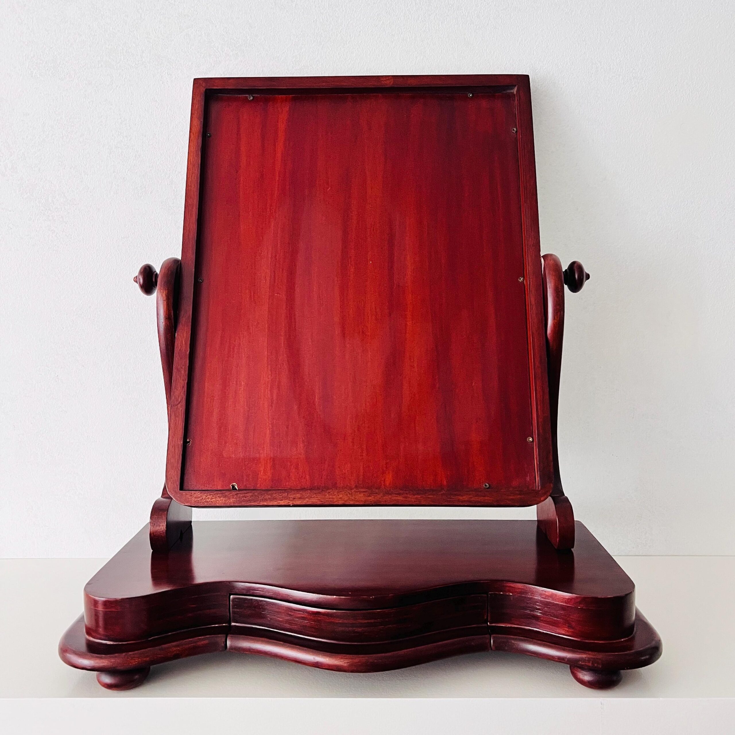 Vintage Swivel Beveled Vanity Mirror: Wood Dresser Top with Drawer