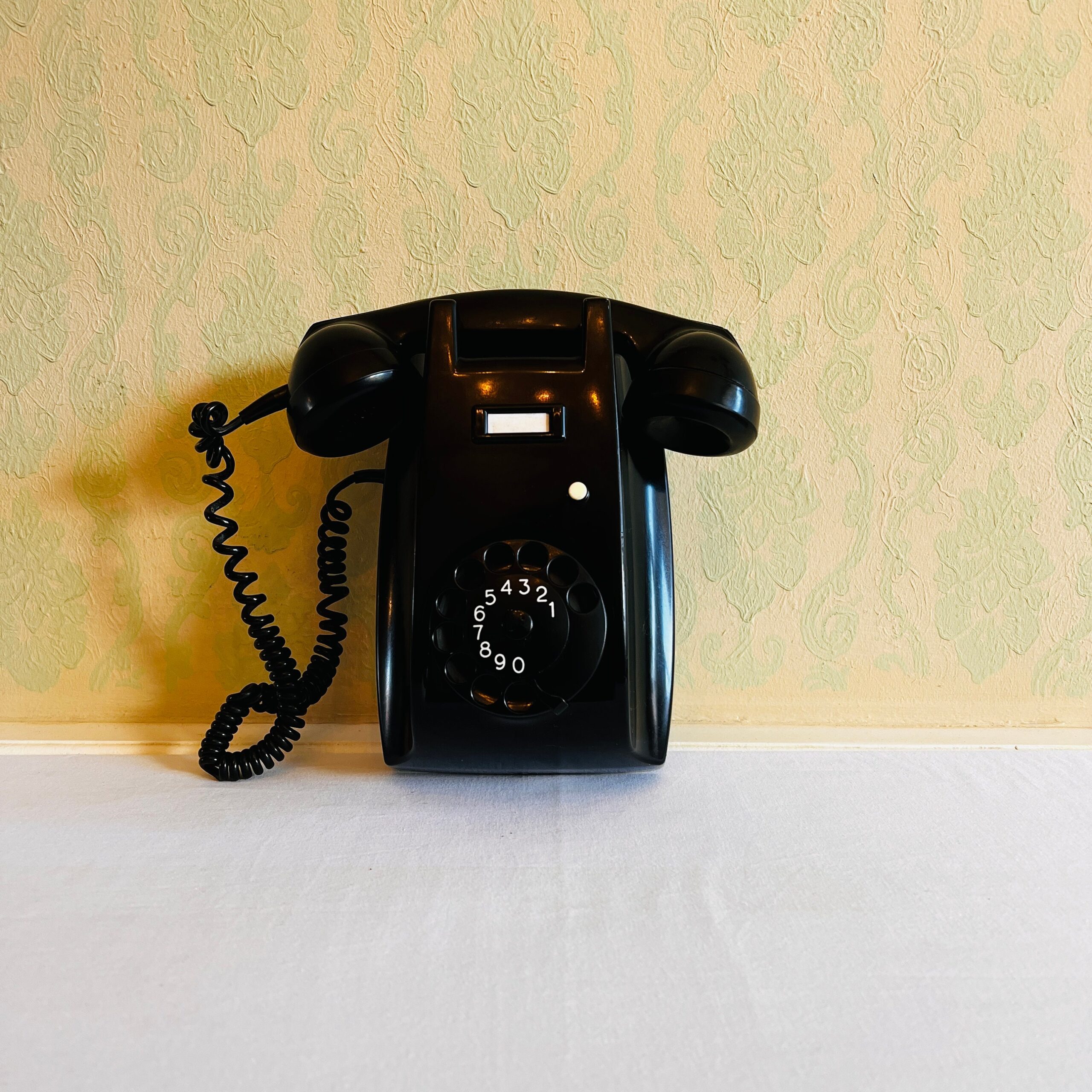 Rotary Black Bakelite Wall Telephone by Ericsson PTT - 1940s Dutch Retro Design, Rare Vintage Home Decor Piece