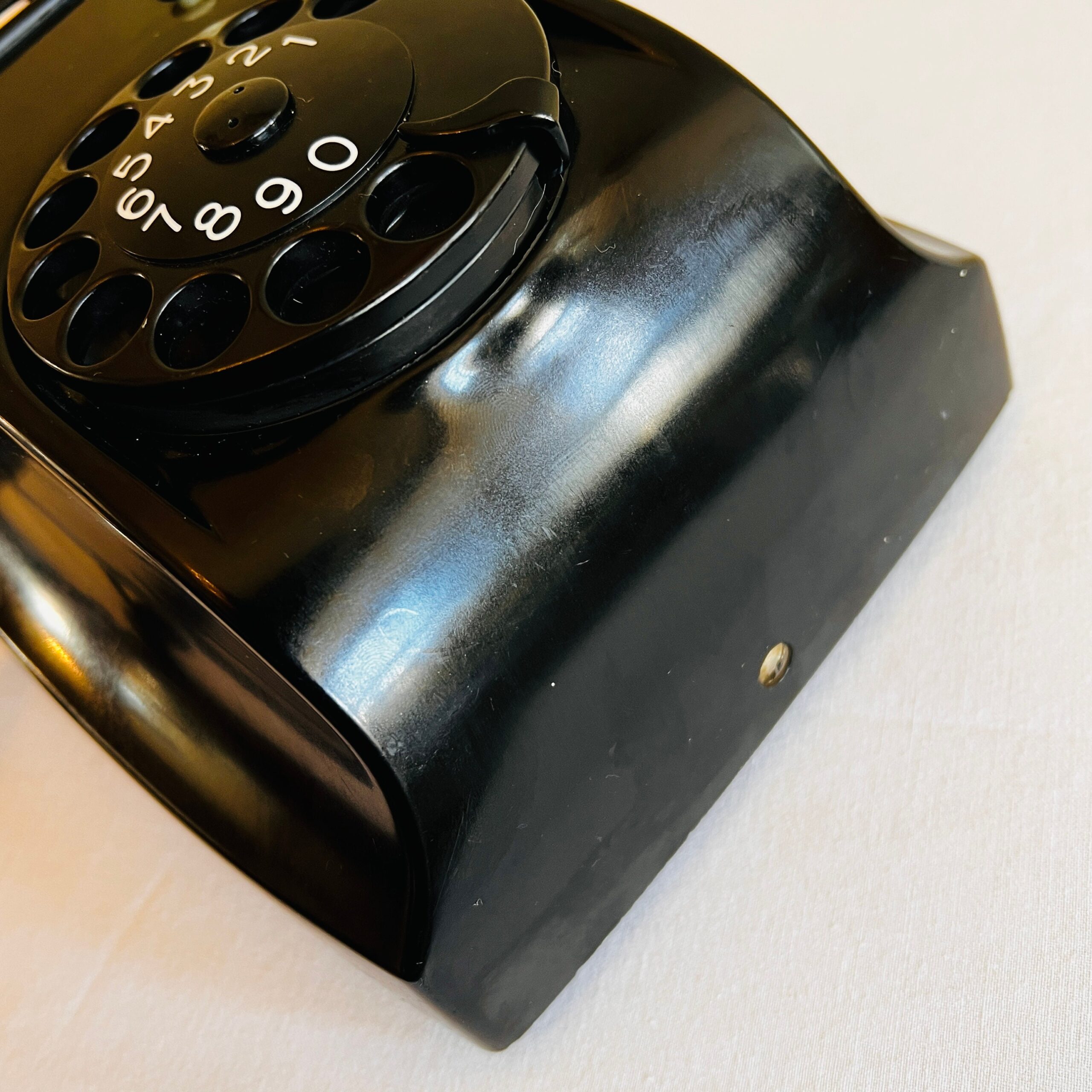 Rotary Black Bakelite Wall Telephone by Ericsson PTT - 1940s Dutch Retro Design, Rare Vintage Home Decor Piece