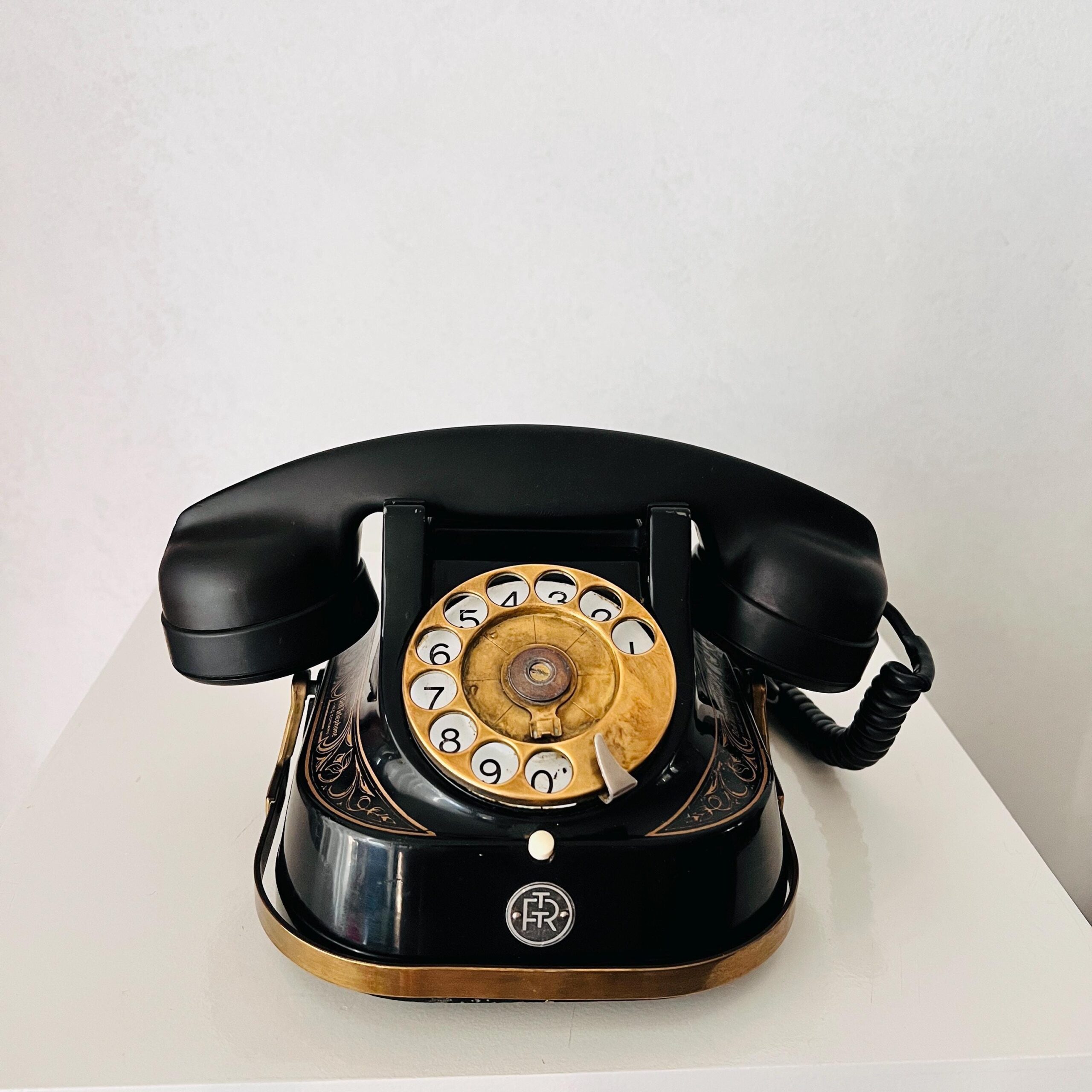 Vintage Retro Telephone, Black Telephone, Dutch Retro PTT, Rotary Telephone , Desk Telephone, Black Bakelite