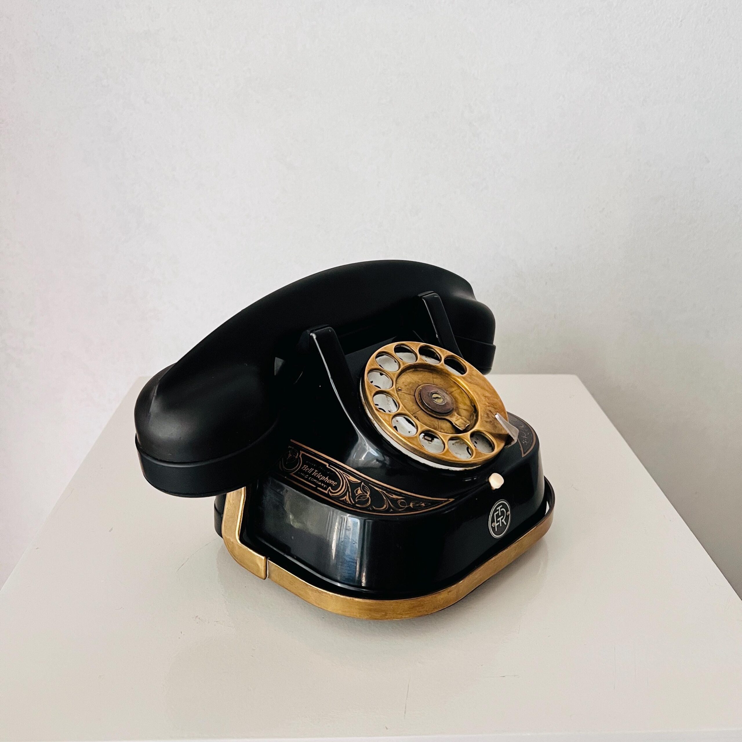 Vintage Retro Telephone, Black Telephone, Dutch Retro PTT, Rotary Telephone , Desk Telephone, Black Bakelite