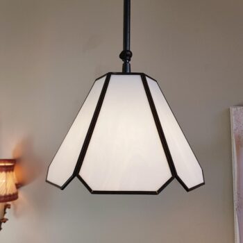 Plexiglass Pendant Light Set of 2, 70s Art Deco Hanging Lamps, Hexagonal Multi-Panel Tiffany Style Lighting