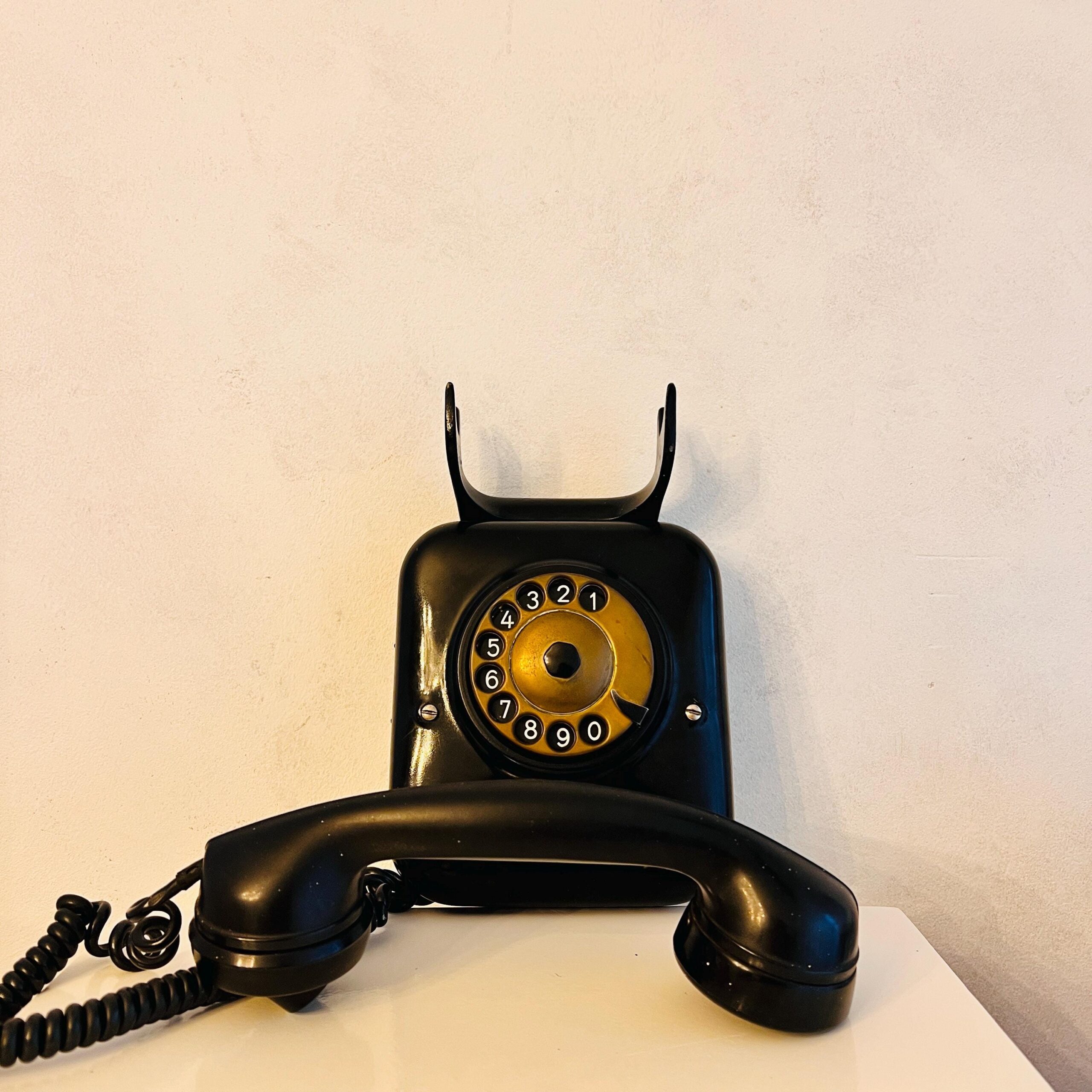 Vintage Black Rotary Wall Telephone - Dutch PTT '40s