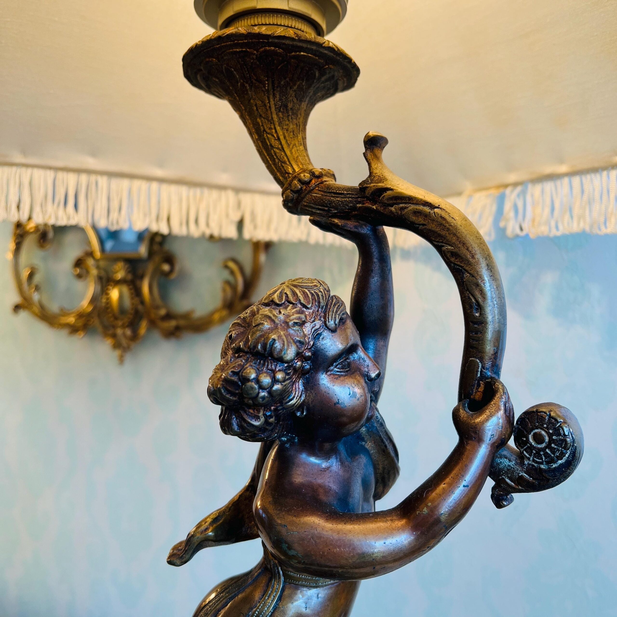 One of a kind French Lamp, Cherub Lamp , Rococo Style, Vanity Lamp, Home Decor, Interior Design