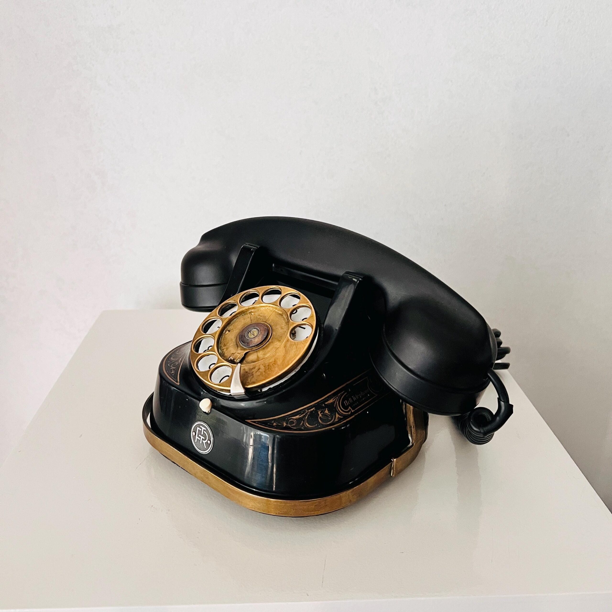 Vintage Retro Telephone, Black Telephone, Dutch Retro PTT, Rotary Telephone , Desk Telephone, Black Bakelite