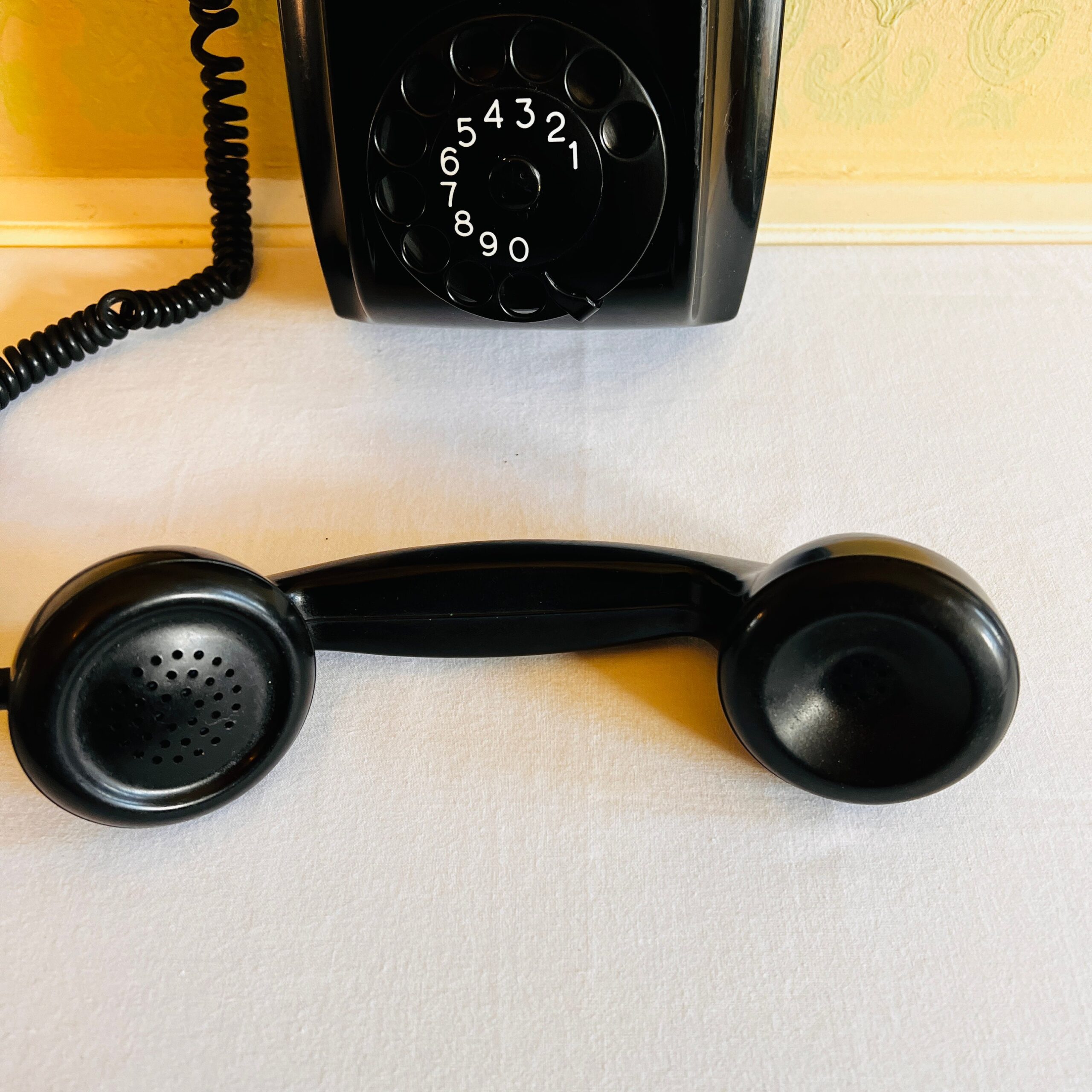 Rotary Black Bakelite Wall Telephone by Ericsson PTT - 1940s Dutch Retro Design, Rare Vintage Home Decor Piece