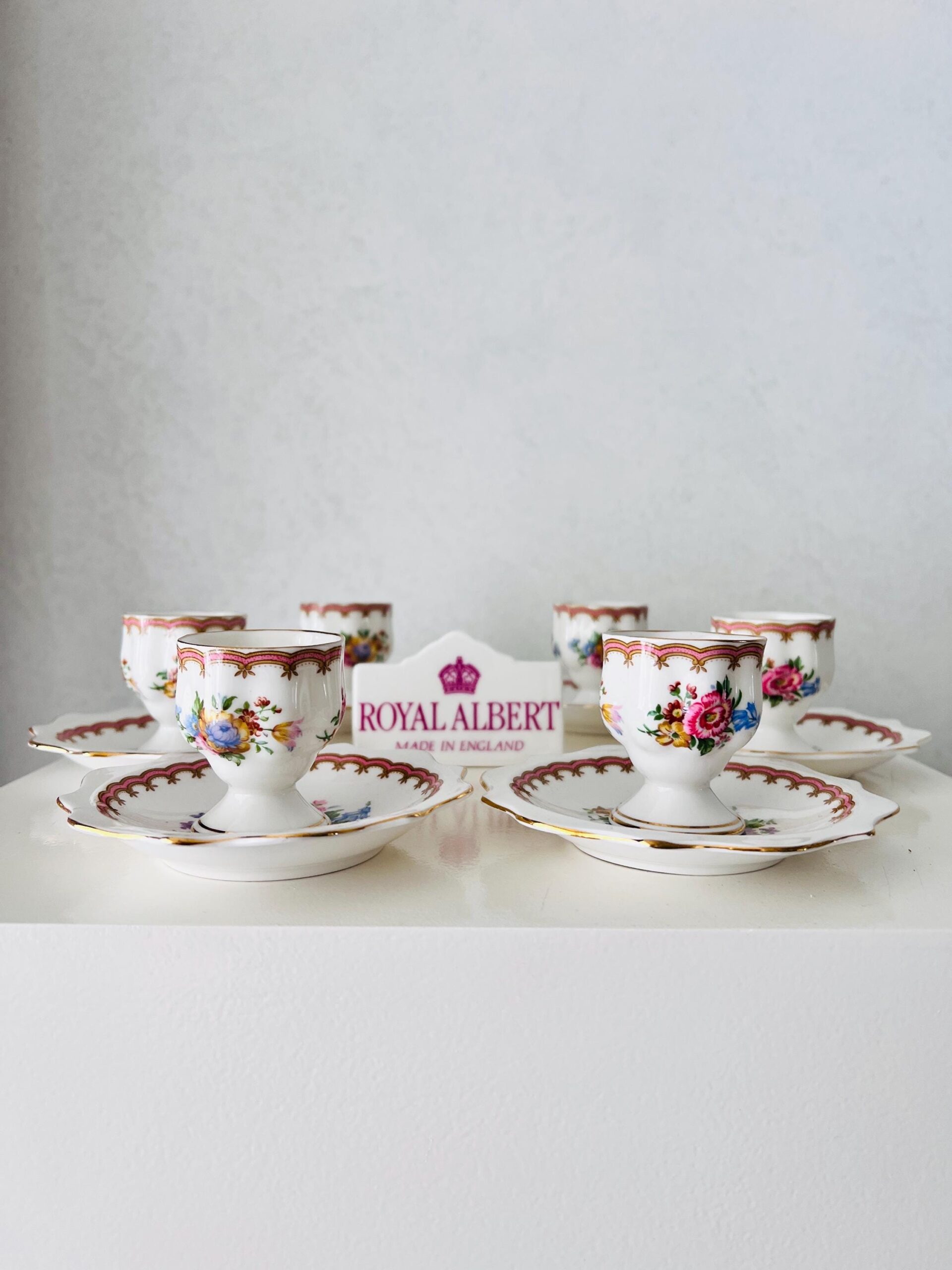 Royal Albert Lady Carlyle Egg Cup and Plates Set - Made in England