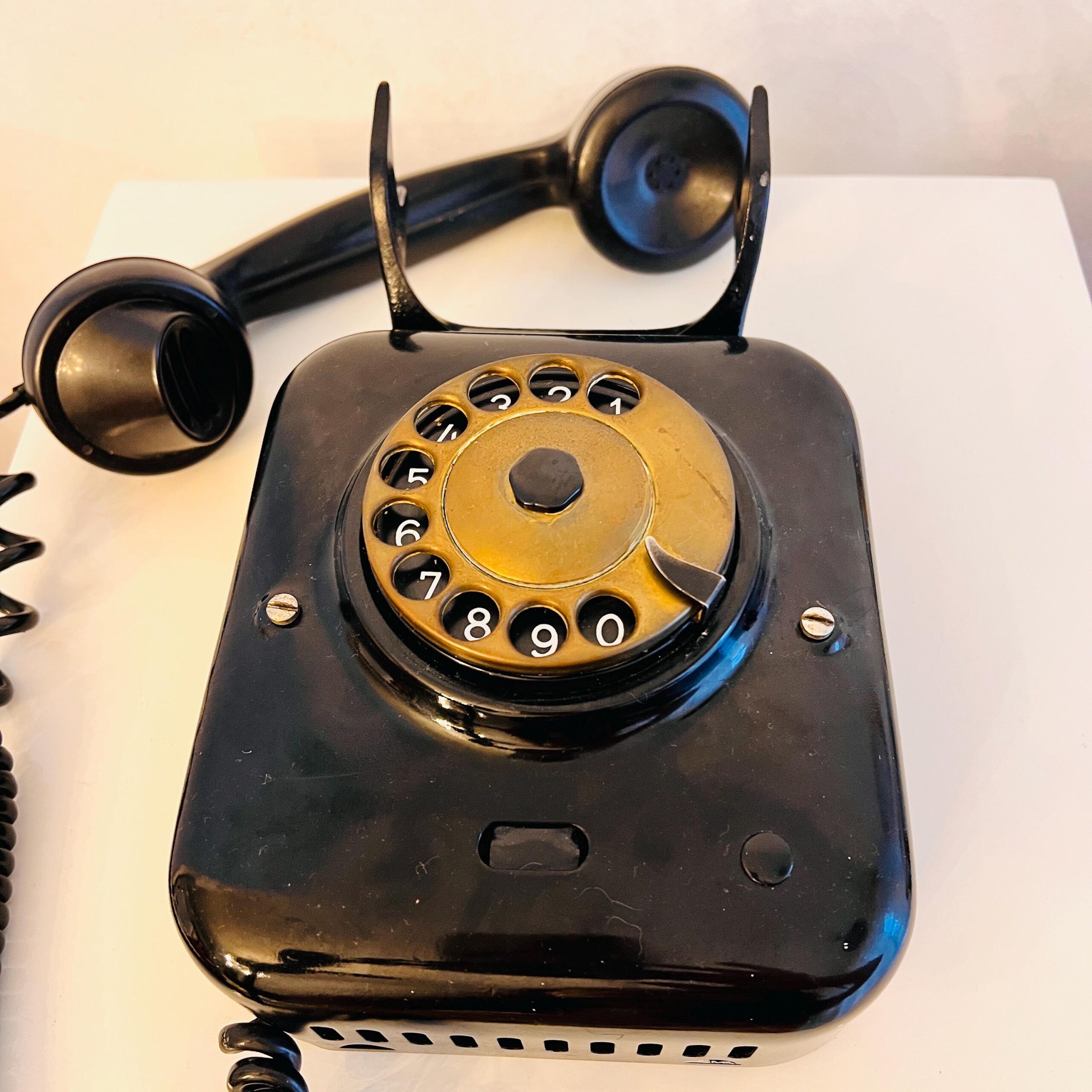 Vintage Black Rotary Wall Telephone - Dutch PTT '40s
