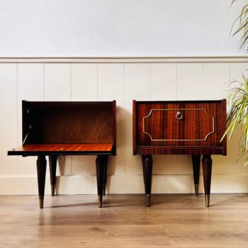 Pair of Wood Veneer Nightstands from the 1980s, Sleek Bedside Tables or Living Room Side Tables, Sold as a Set of Two