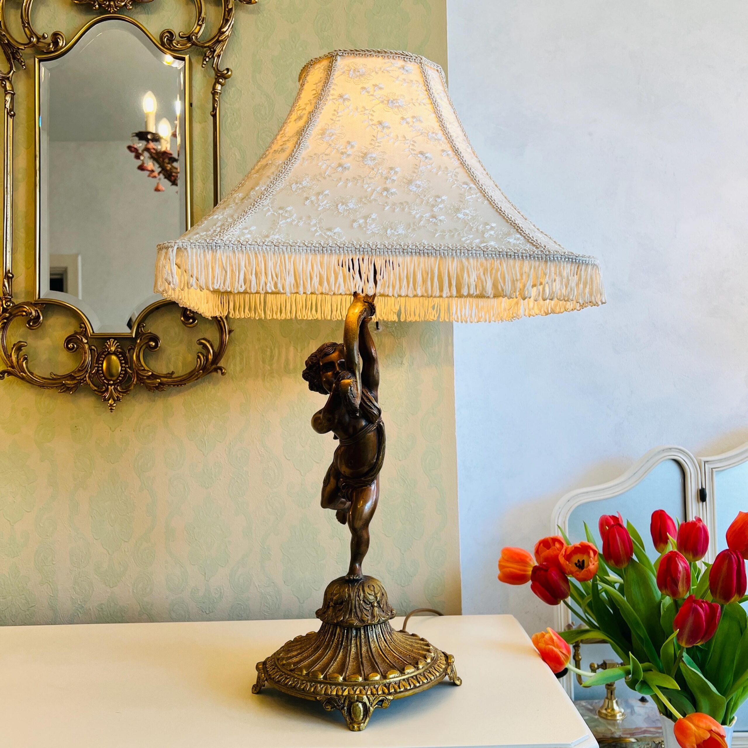 One of a kind French Lamp, Cherub Lamp , Rococo Style, Vanity Lamp, Home Decor, Interior Design