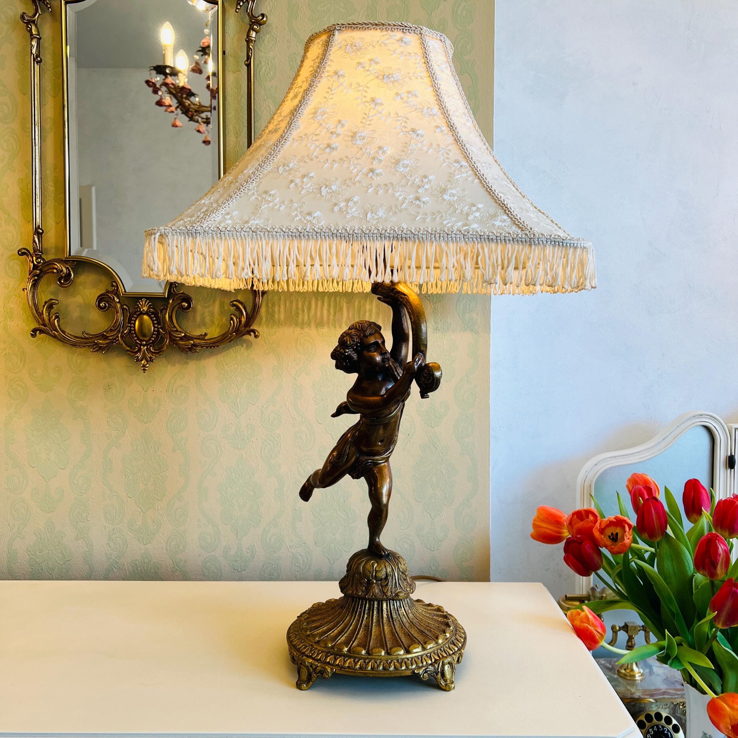 One of a kind French Lamp, Cherub Lamp , Rococo Style, Vanity Lamp, Home Decor, Interior Design