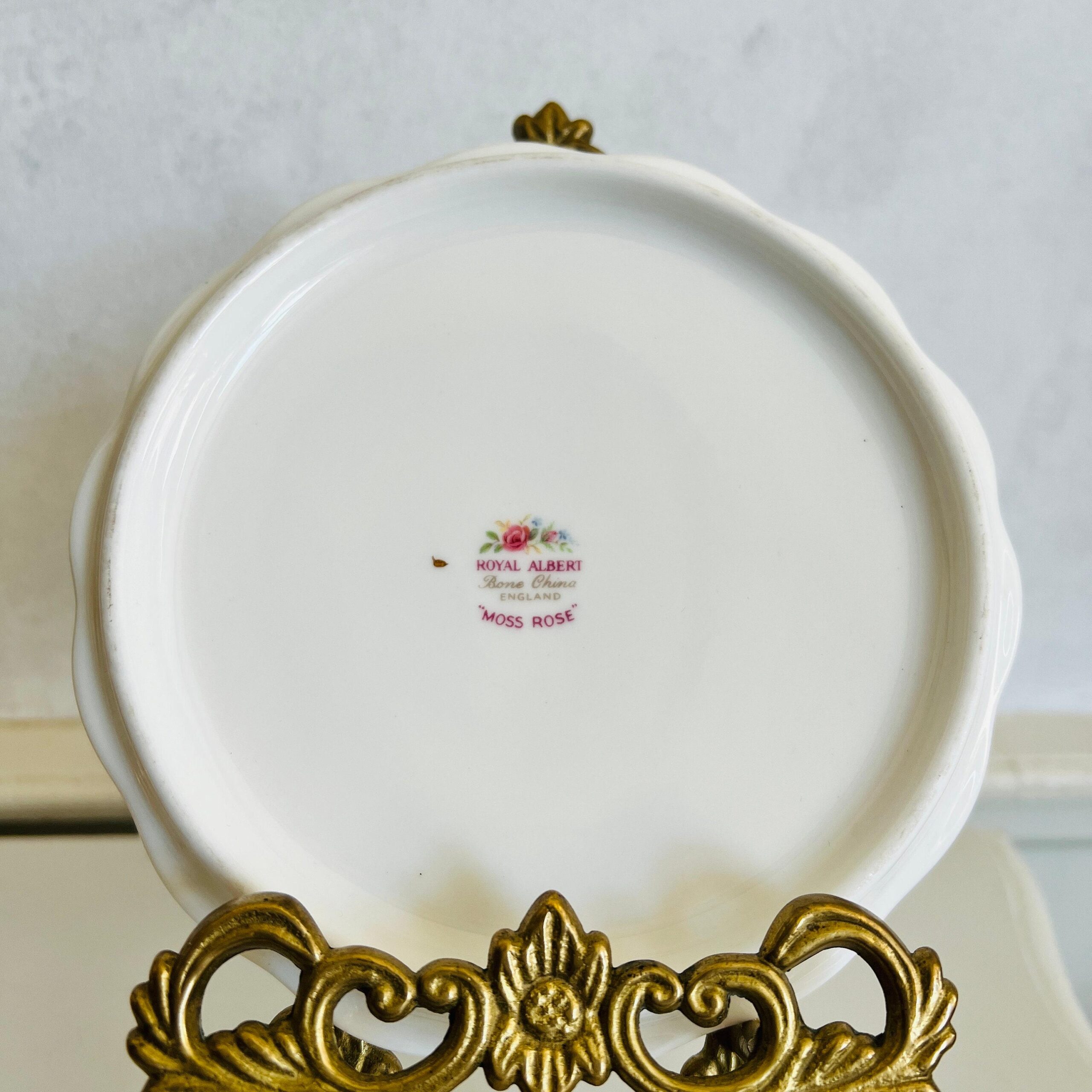 Bone China Teapot Trivet by Royal Albert, Moss Rose Pattern, Made in England, 1960s Rare Stand, Vintage Tea Accessory