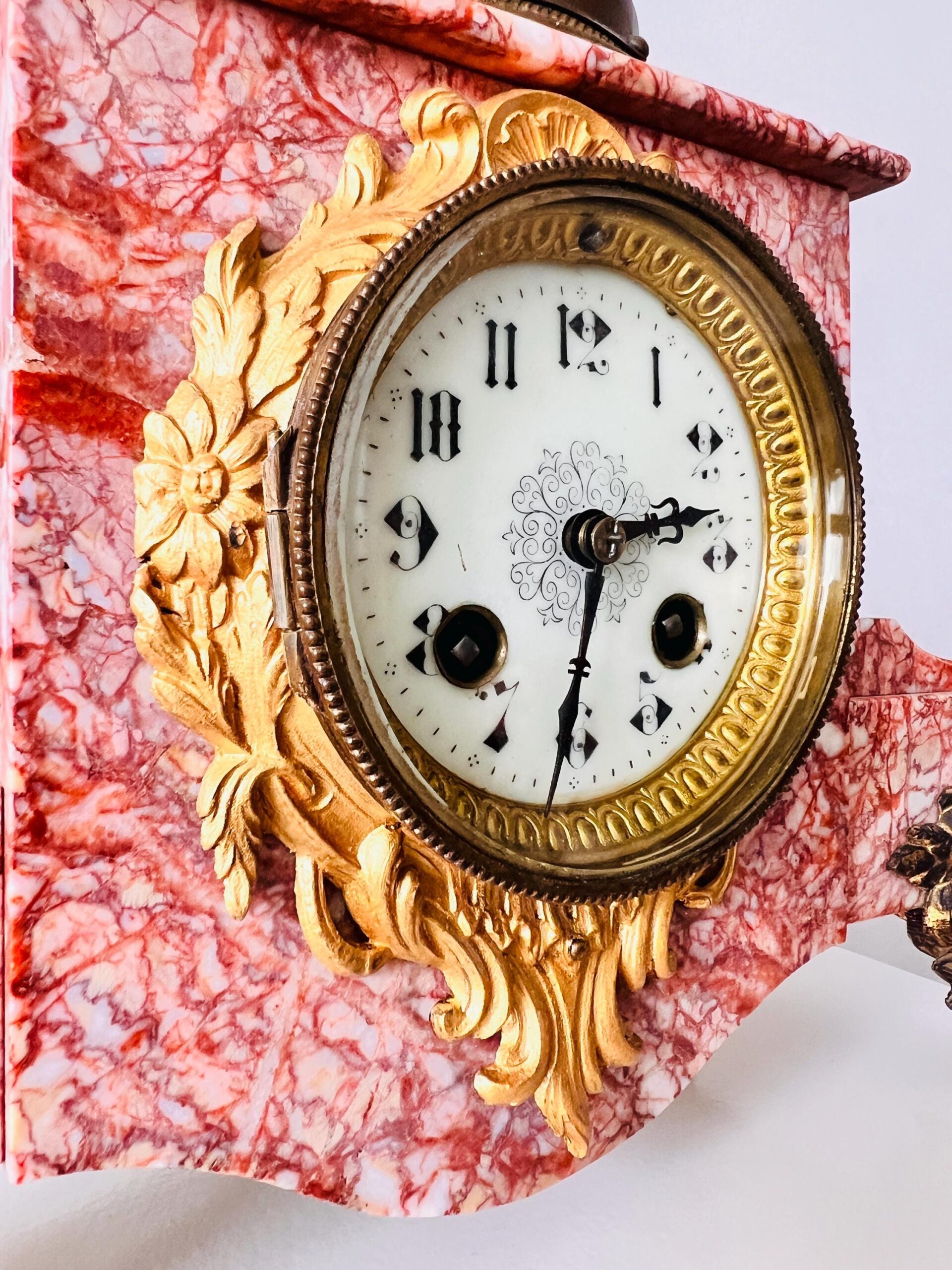 French Mantel Clock with Sculpture and Oil Lamp – Retour Des Hirondelles Belin