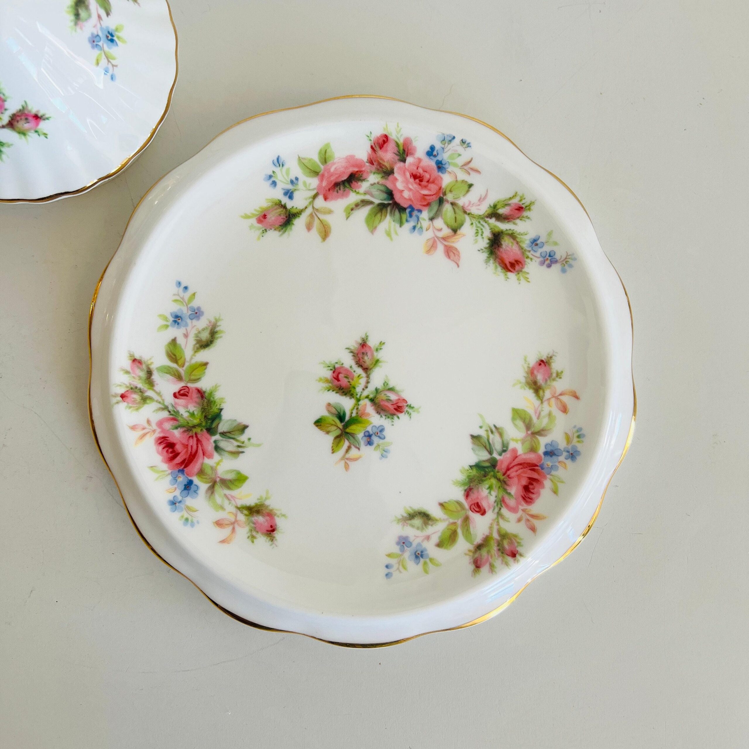 Bone China Teapot Trivet by Royal Albert, Moss Rose Pattern, Made in England, 1960s Rare Stand, Vintage Tea Accessory