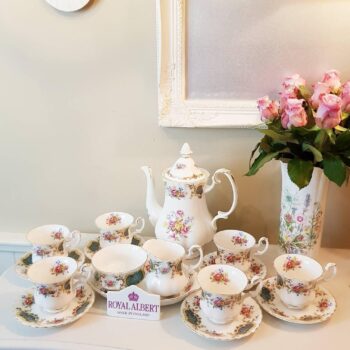 Bone china tea coffee set for six by Royal Albert, Berkeley pattern, vintage English tableware, 16-piece gift-worthy collection