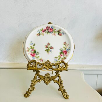 Bone China Teapot Trivet by Royal Albert, Moss Rose Pattern, Made in England, 1960s Rare Stand, Vintage Tea Accessory