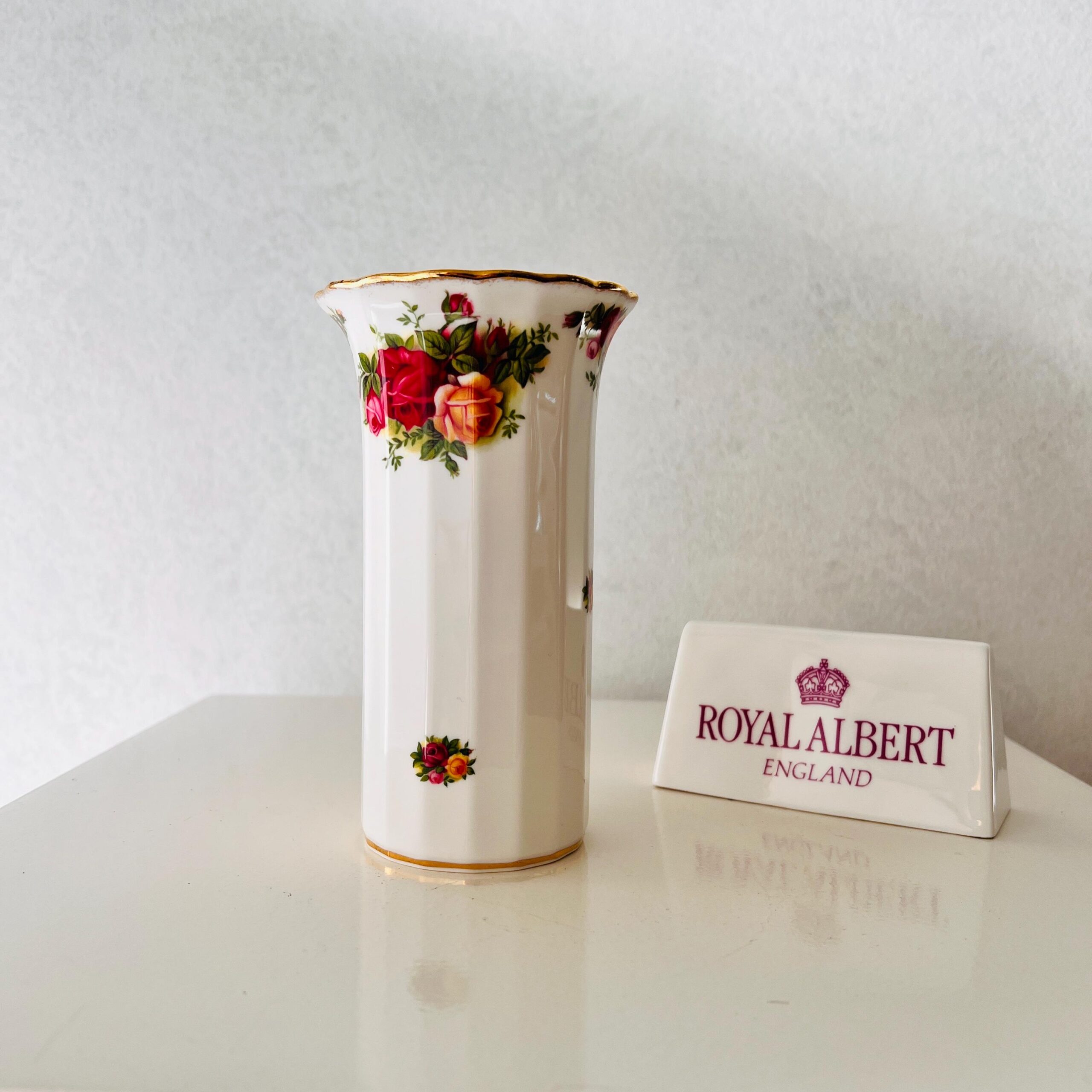 Royal Albert Old Country Roses Bone China Vase, English Porcelain Floral Decor, Small Gift Idea for Her, 1960s Collectible Piece