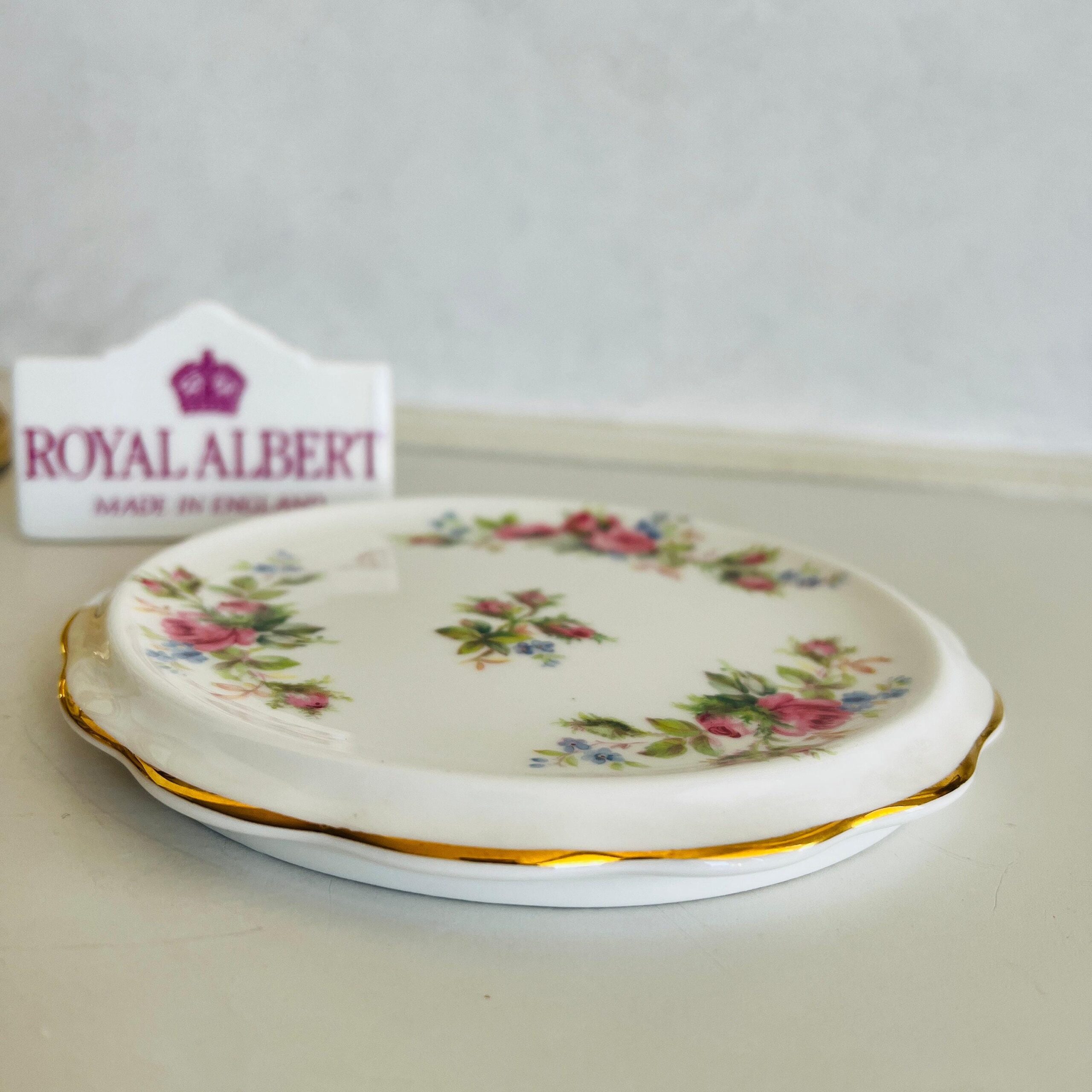 Bone China Teapot Trivet by Royal Albert, Moss Rose Pattern, Made in England, 1960s Rare Stand, Vintage Tea Accessory