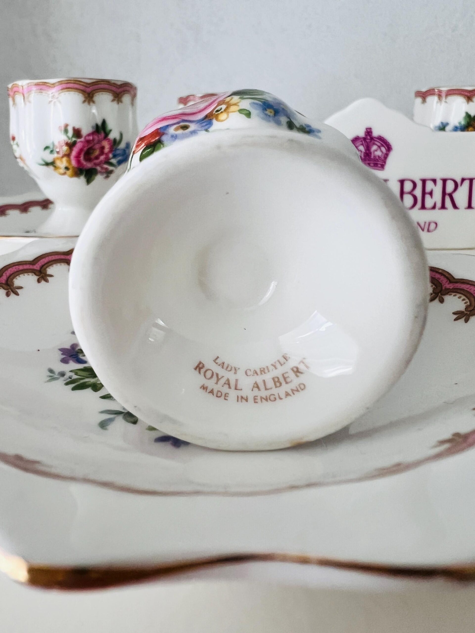 Royal Albert Lady Carlyle Egg Cup and Plates Set - Made in England