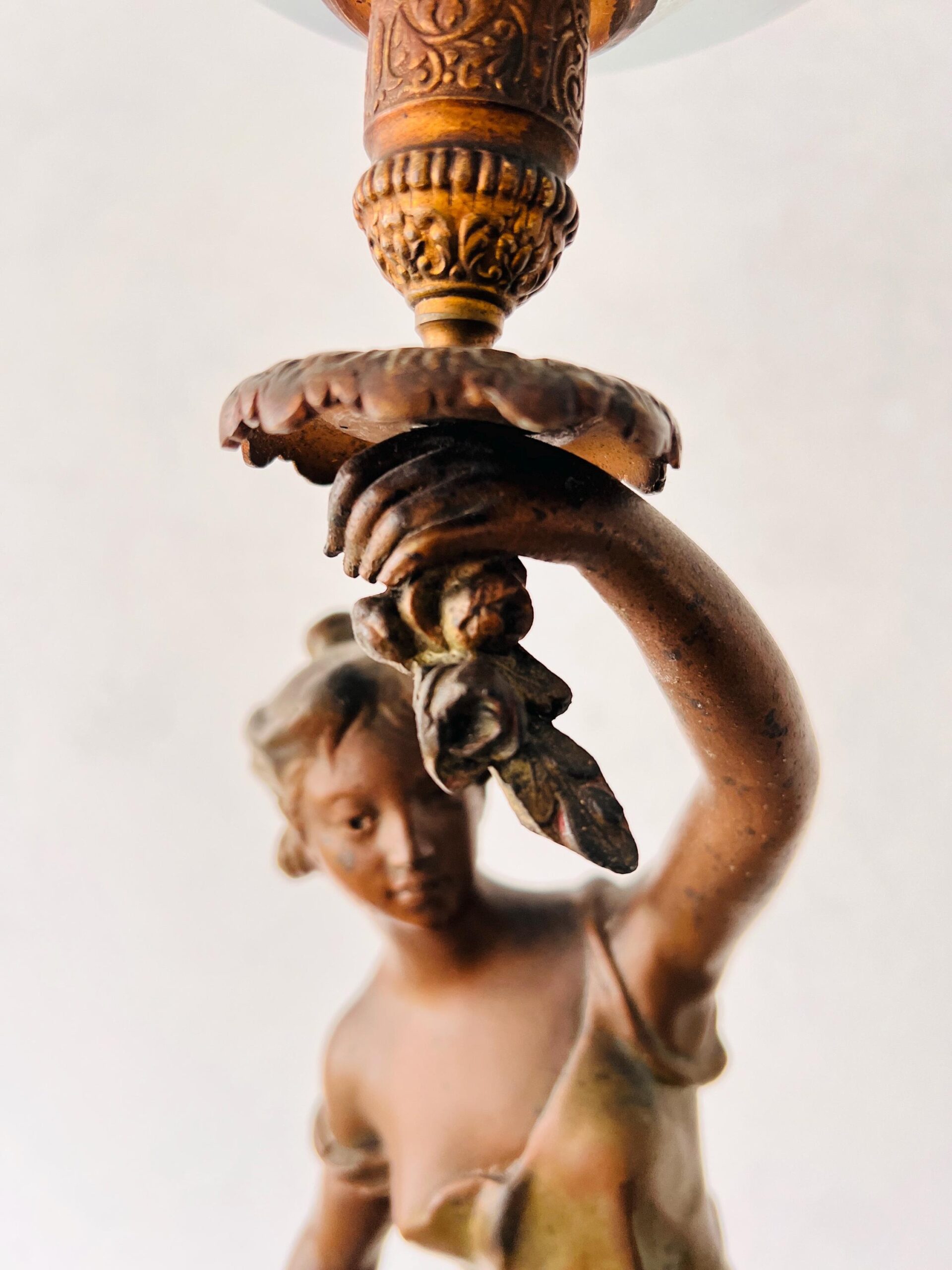 French Mantel Clock with Sculpture and Oil Lamp – Retour Des Hirondelles Belin