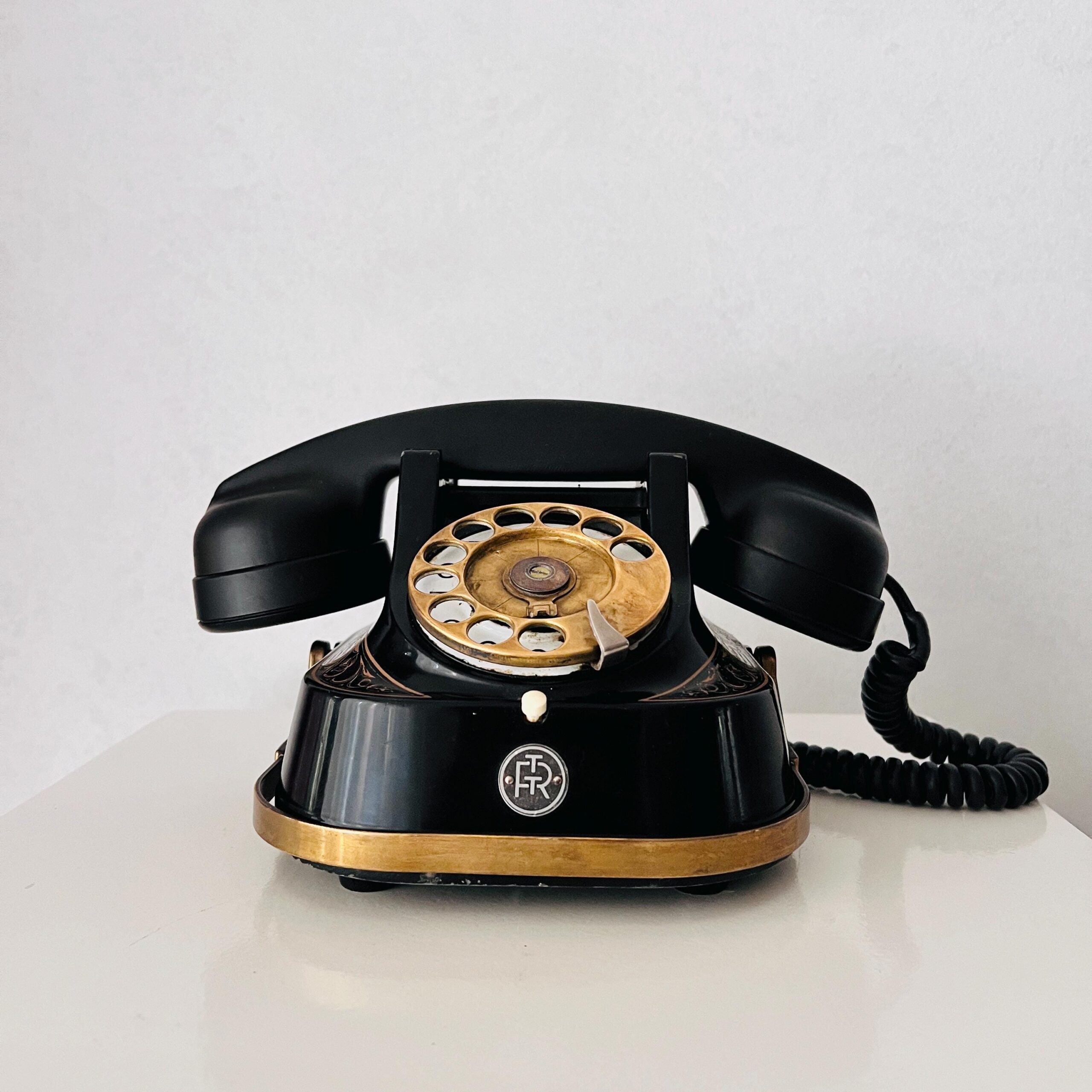 Vintage Retro Telephone, Black Telephone, Dutch Retro PTT, Rotary Telephone , Desk Telephone, Black Bakelite