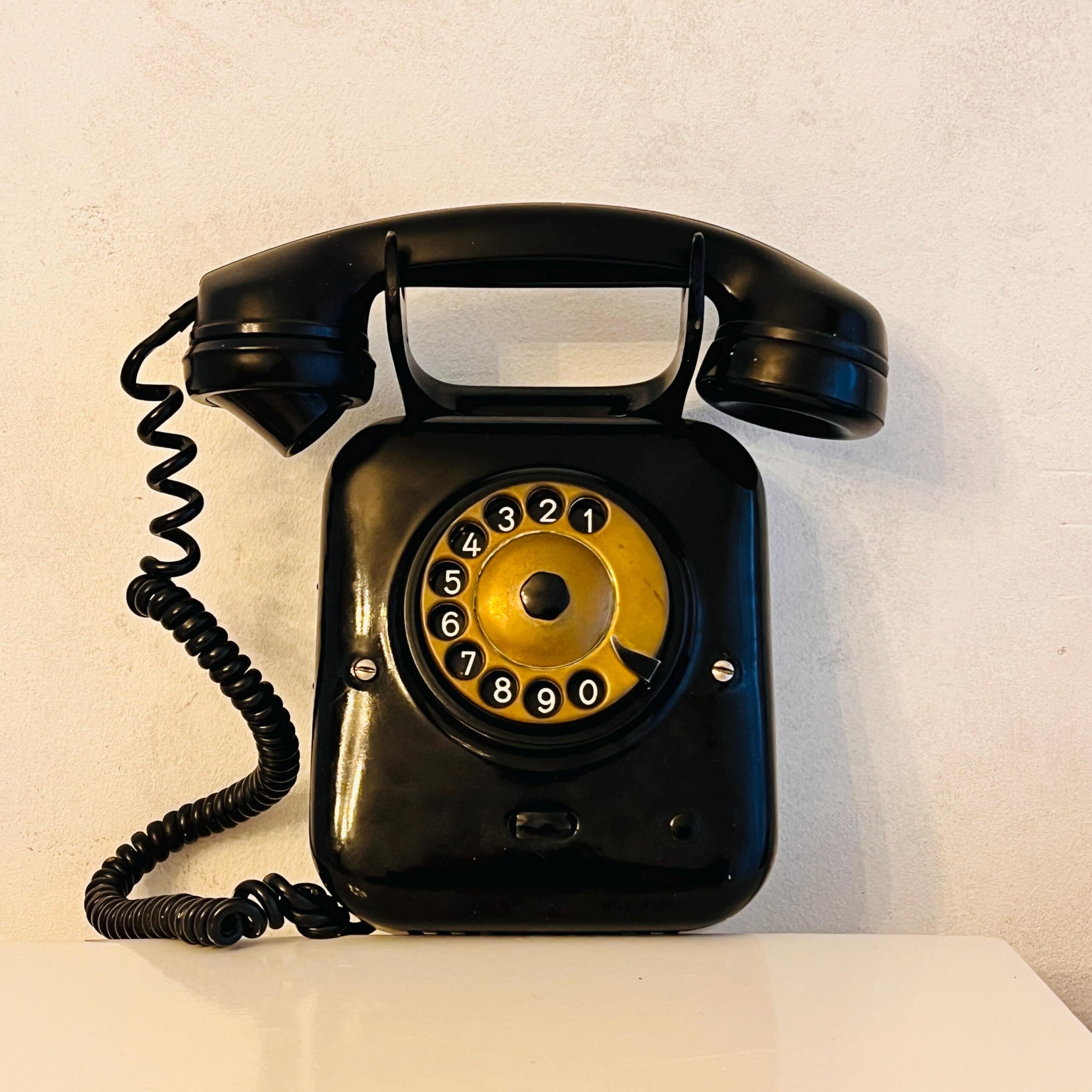 Vintage Black Rotary Wall Telephone - Dutch PTT '40s