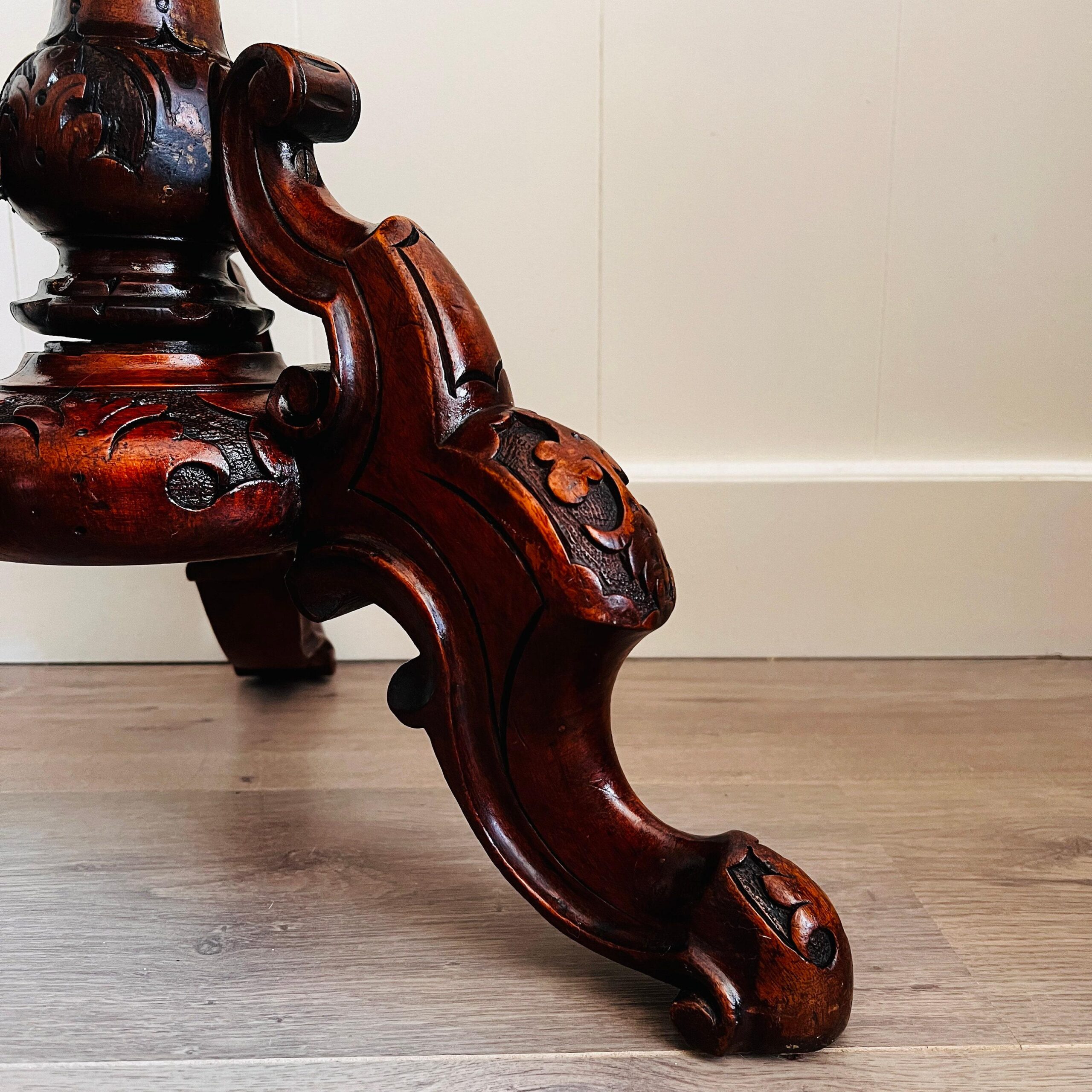 Antique Wood Piano Stool with Cabriole Legs and Scrolled Feet, Victorian Era Carved Seat, Classical Accent Furniture Piece